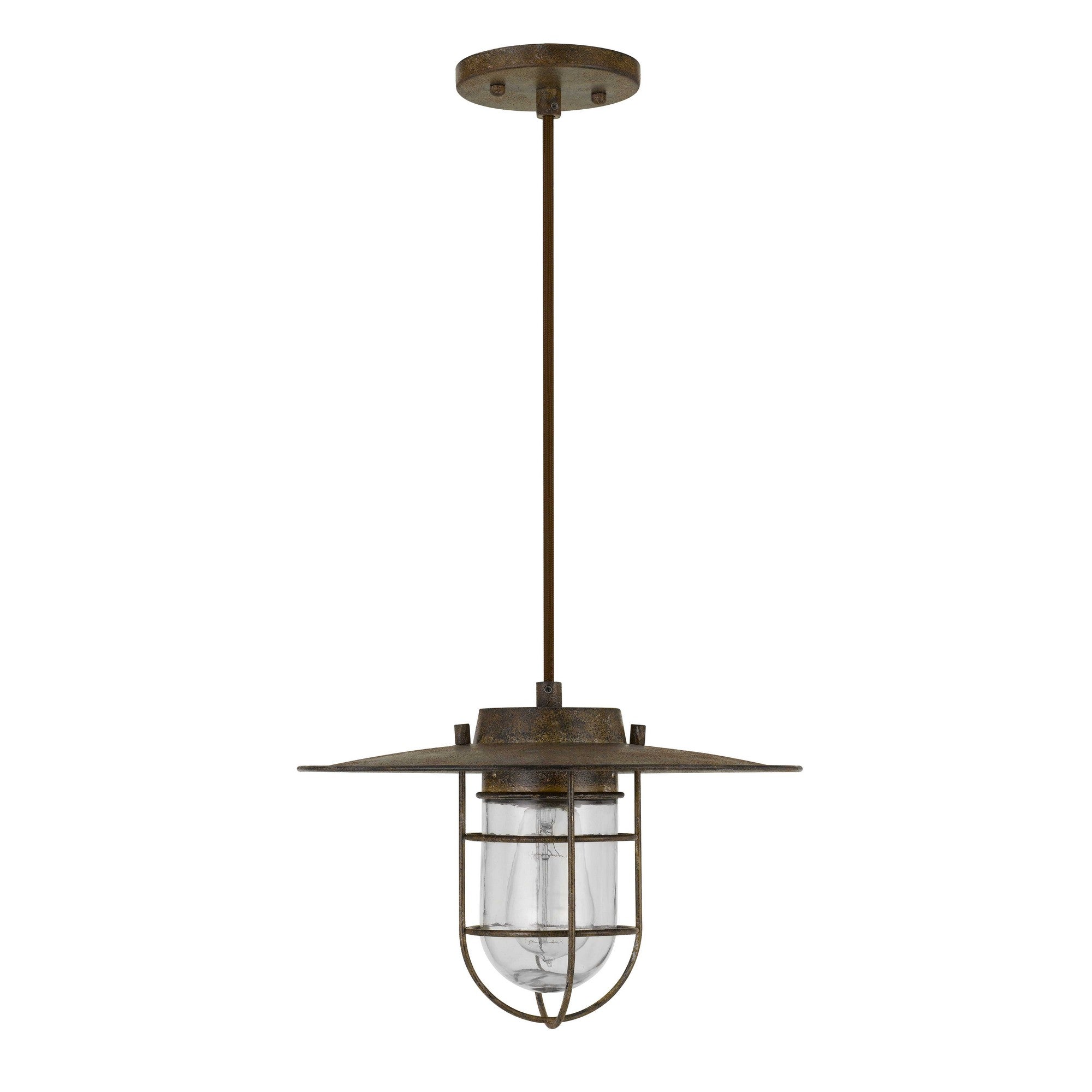 Rustic Metal Pendant Lighting with Cage Design Shade, Bronze