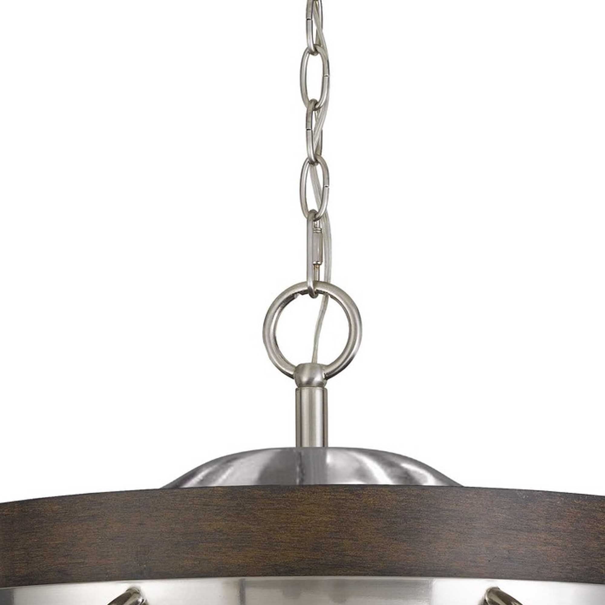 Metal Chandelier with Cage Design Bowl Shade, Silver