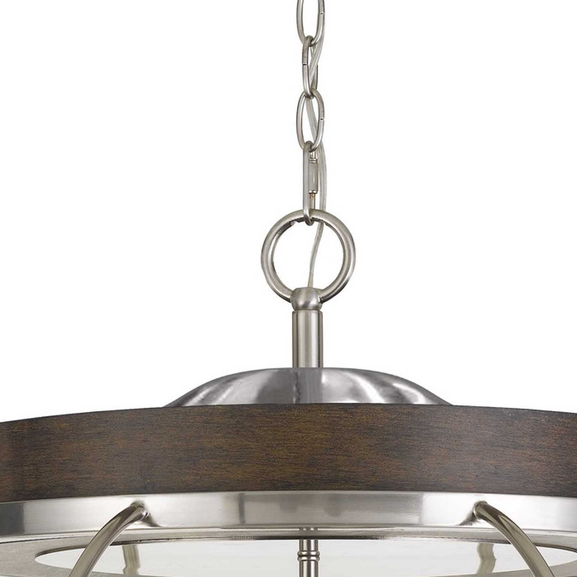 Metal Chandelier with Cage Design Bowl Shade, Silver