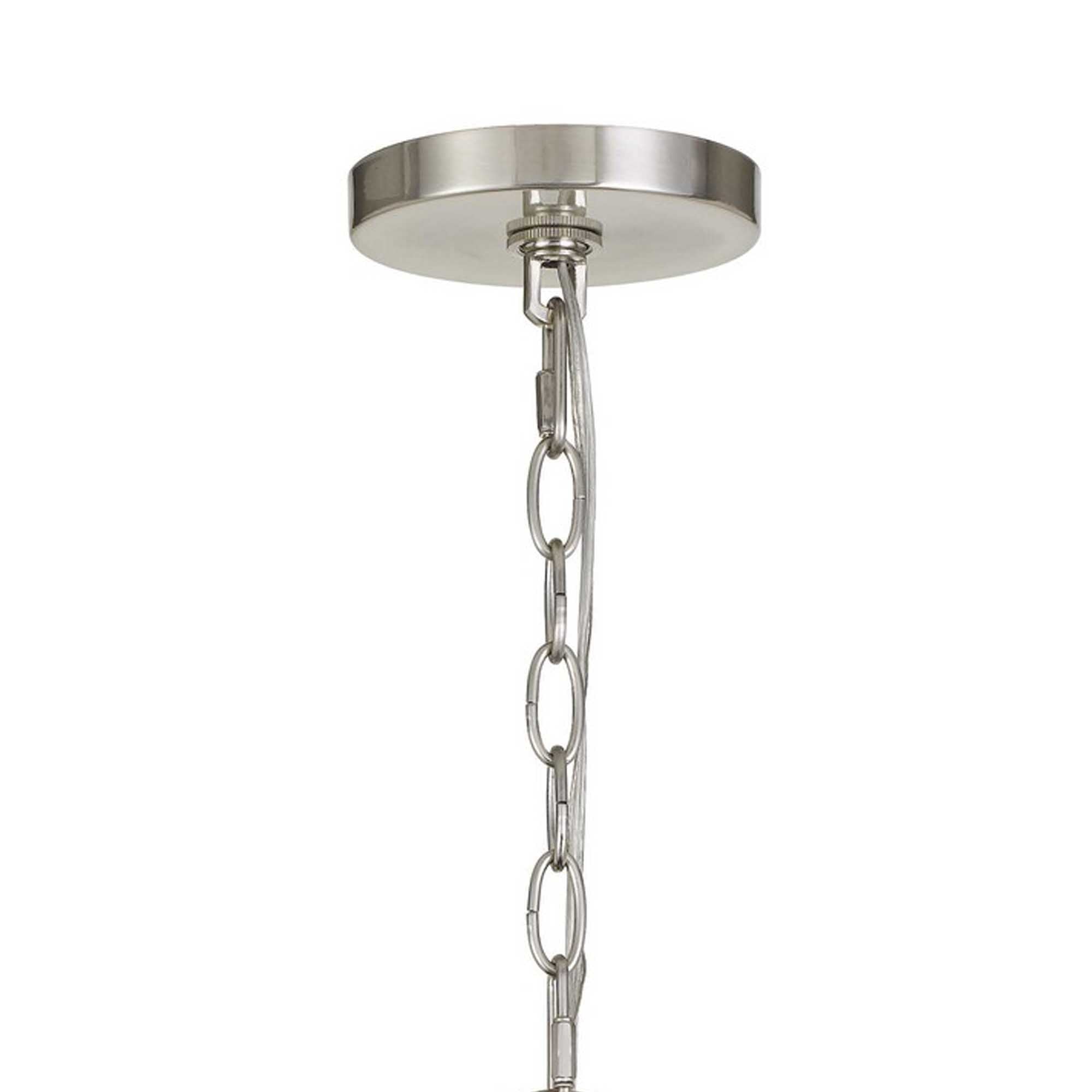 Metal Frame Chandelier with Cage Design Bowl Shade, Silver