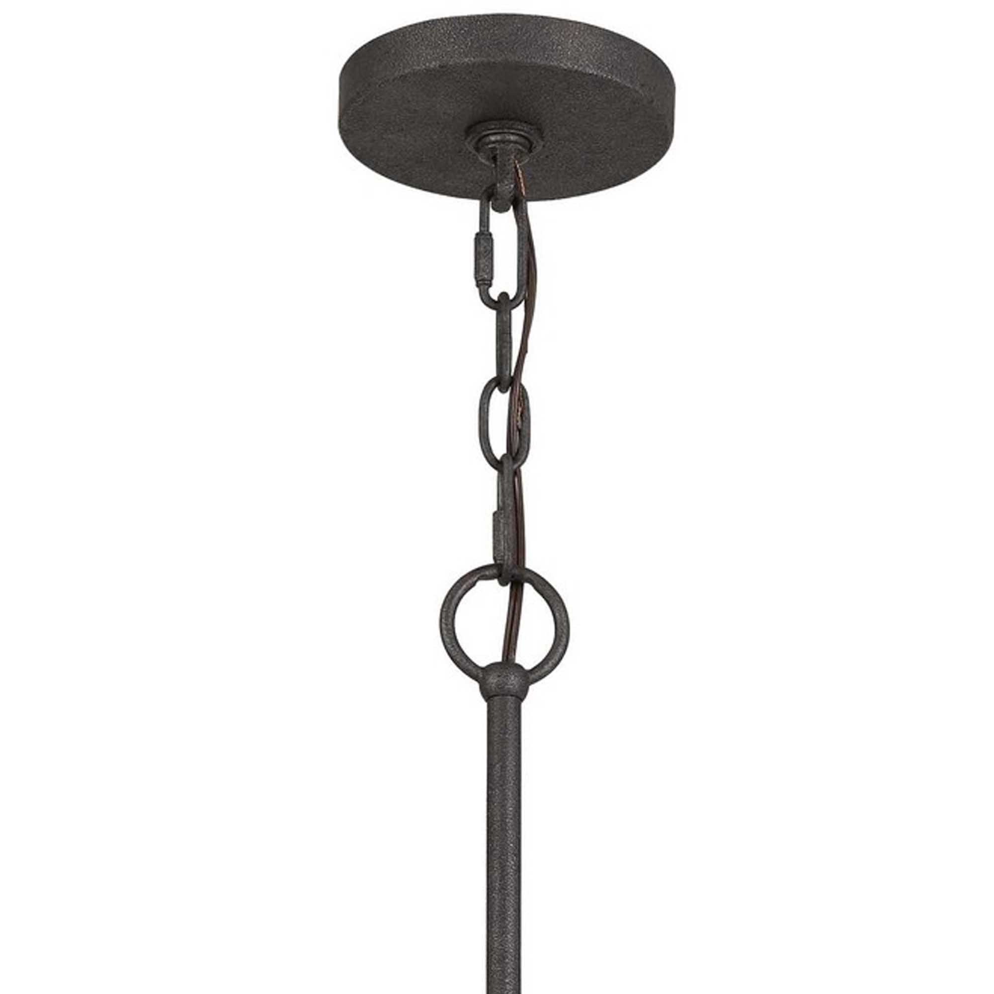 Metal Frame Chandelier with Wooden Crossbar Support, Gray