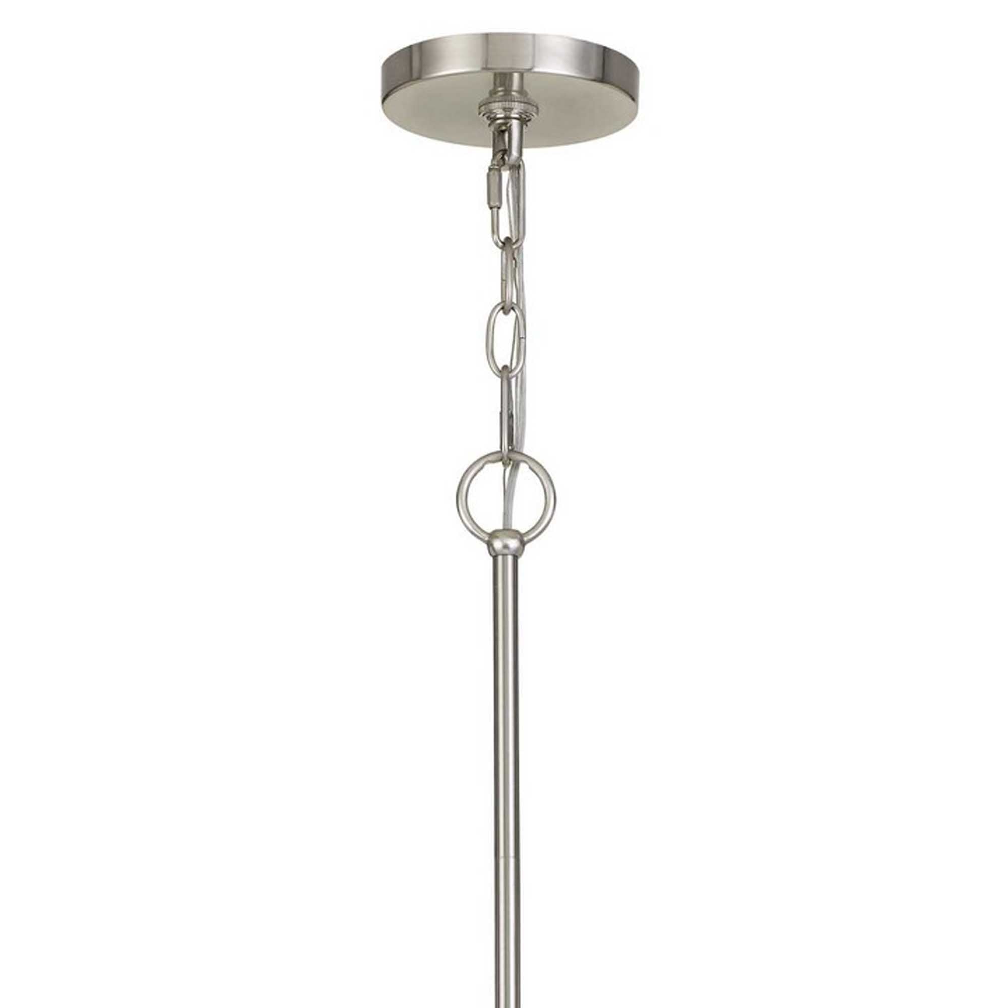 Metal Chandelier with 5 Cylindrical Glass Shades, Silver