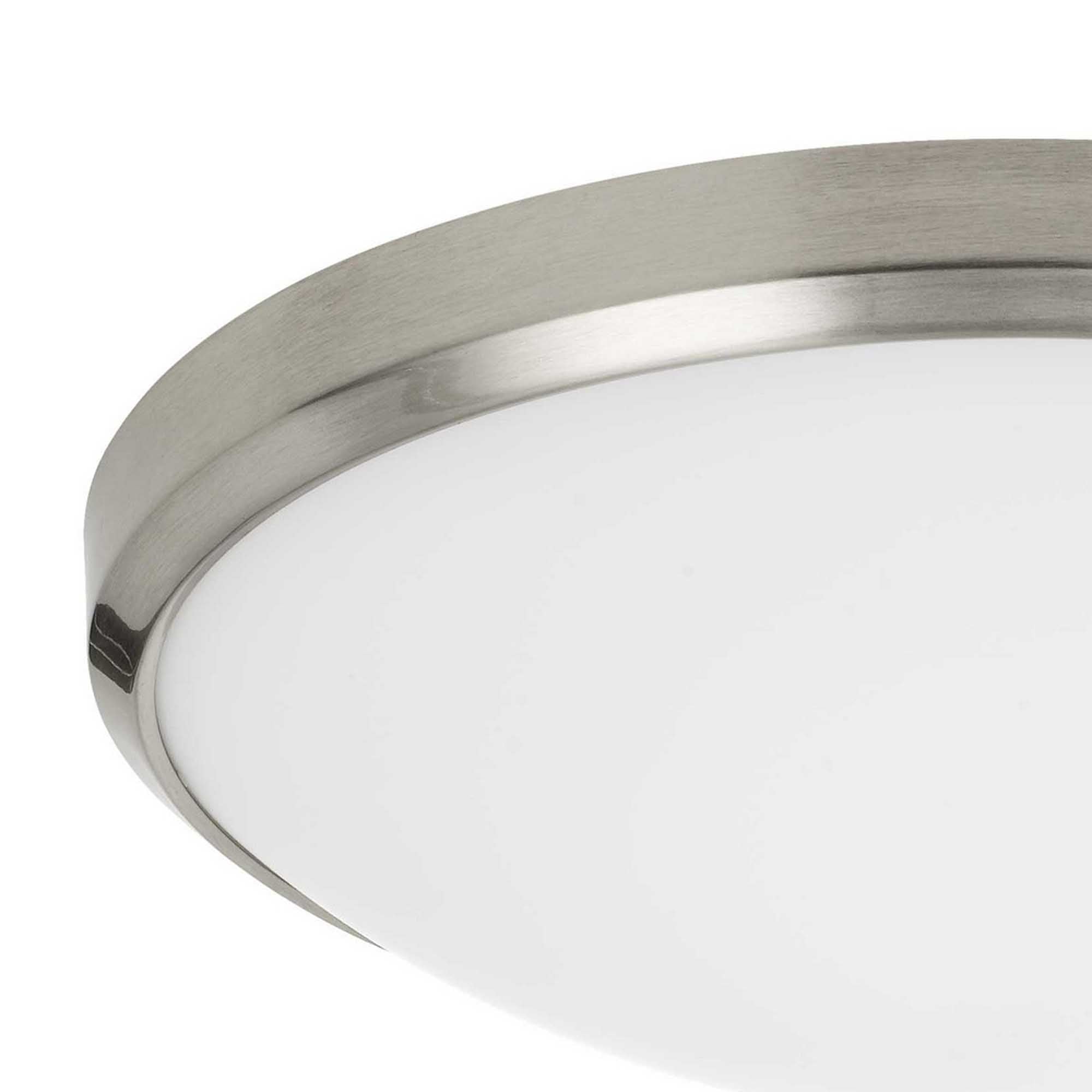 25 Watt Flush Mount with Glass Diffuser, Silver and White