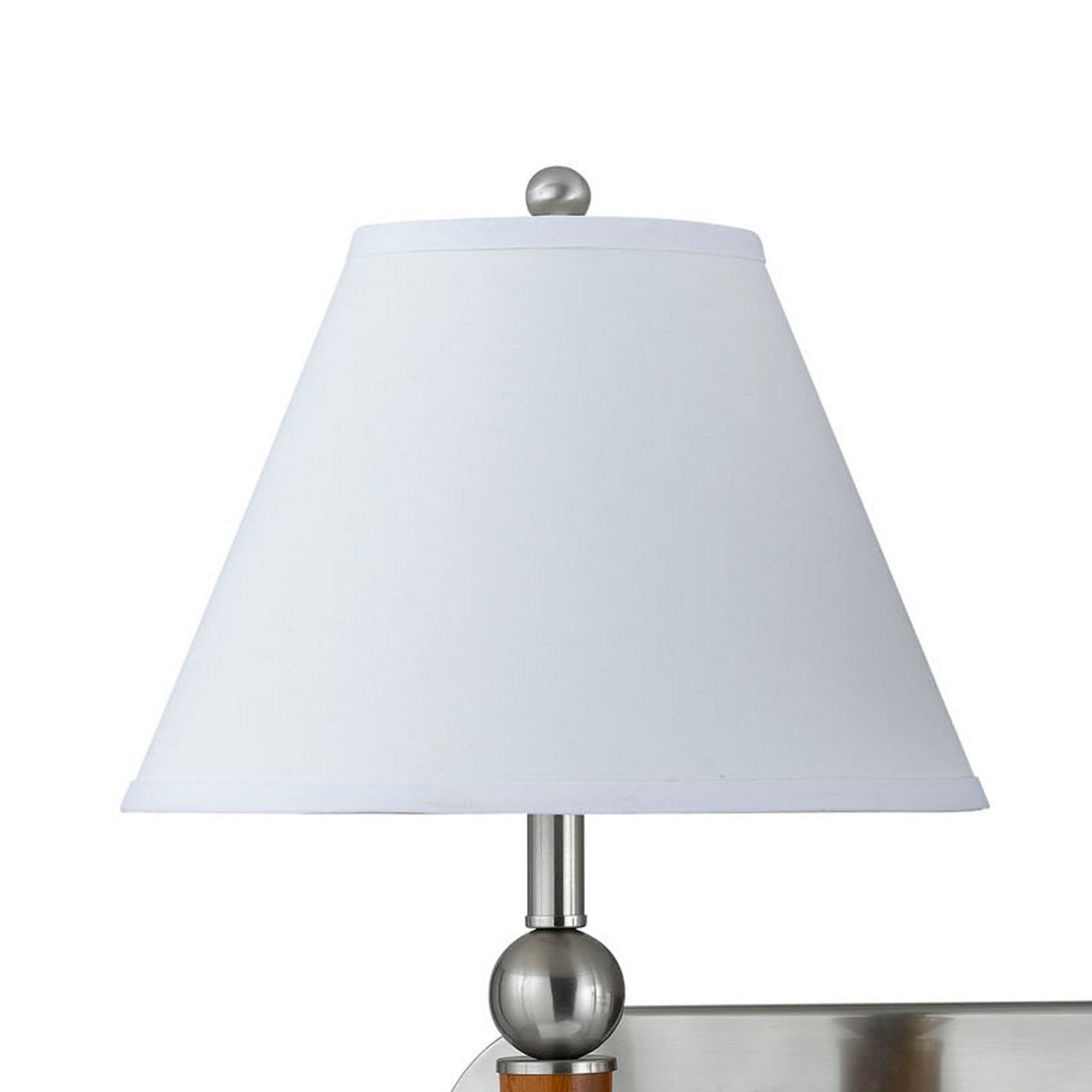 3 Way Dual Wall Lamp with Fabric Shade, Brown and White
