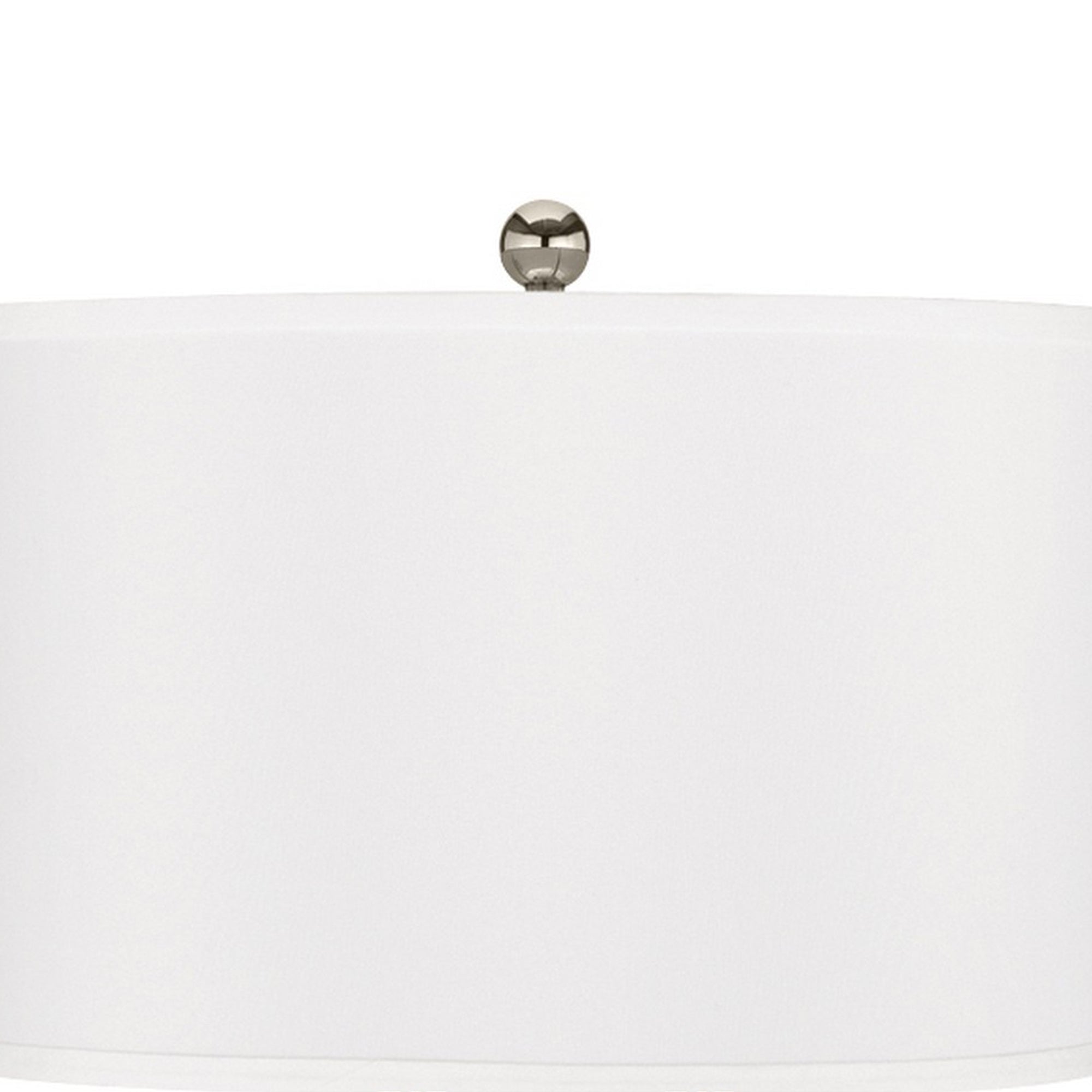 120 Watt Table Lamp with Fabric Drum Shade, Silver and White