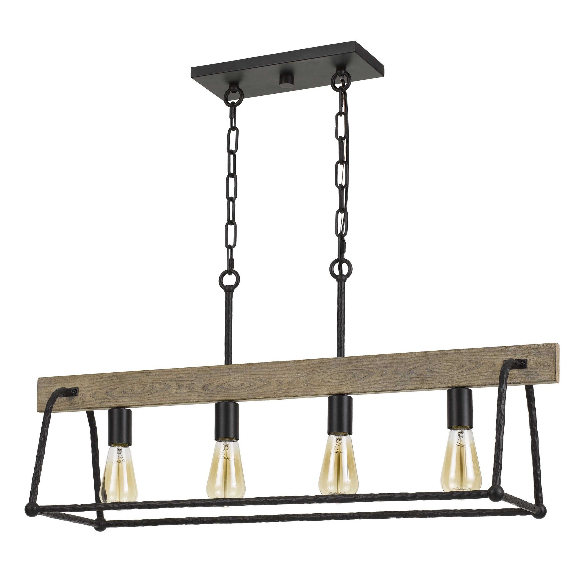 Hand Forged Metal Island Frame Chandelier with Hardwired Switch, Black
