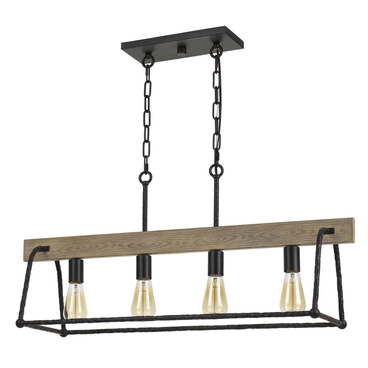 Hand Forged Metal Island Frame Chandelier with Hardwired Switch, Black