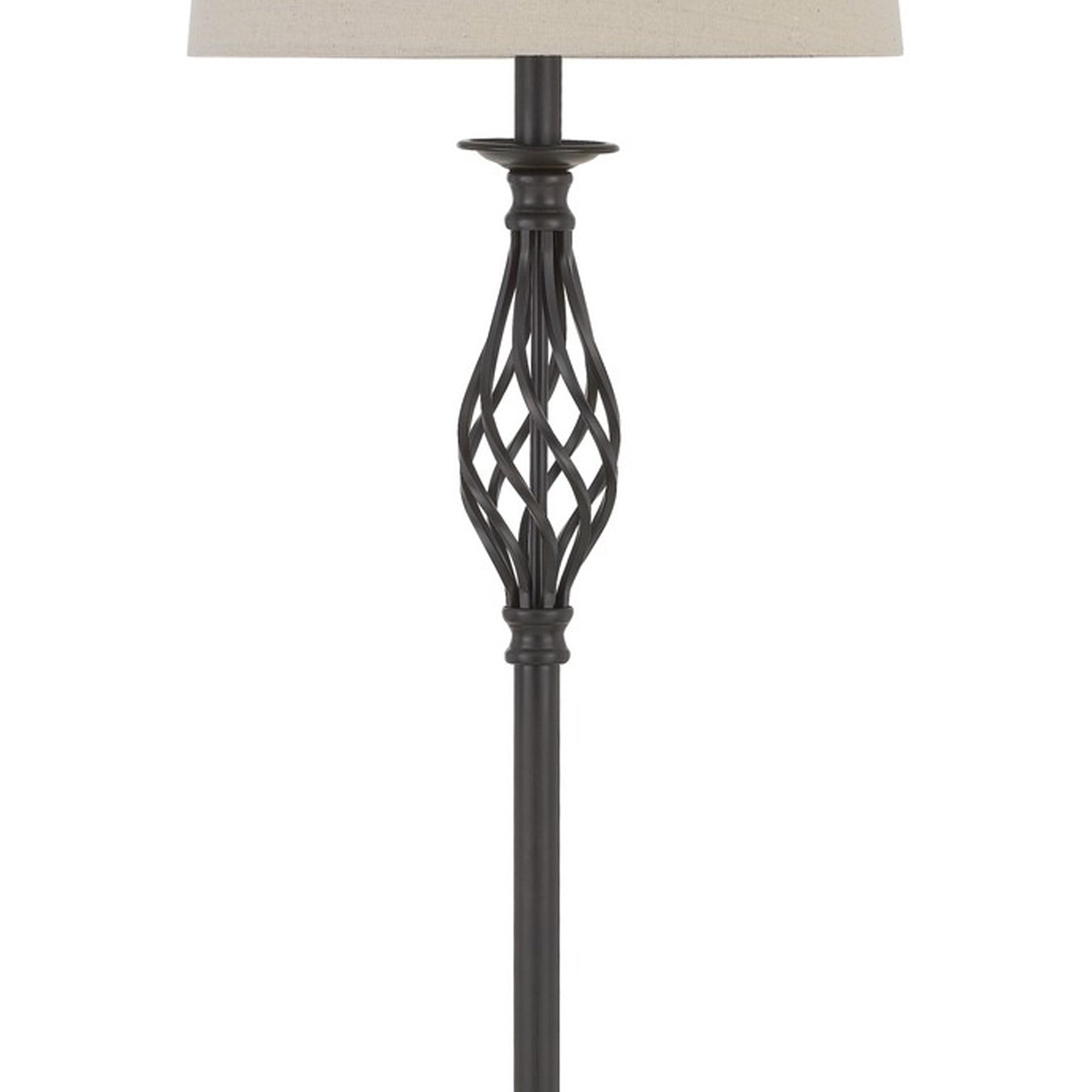 Twisted Cage Design Metal Floor Lamp with 2 Table Lamps, Bronze