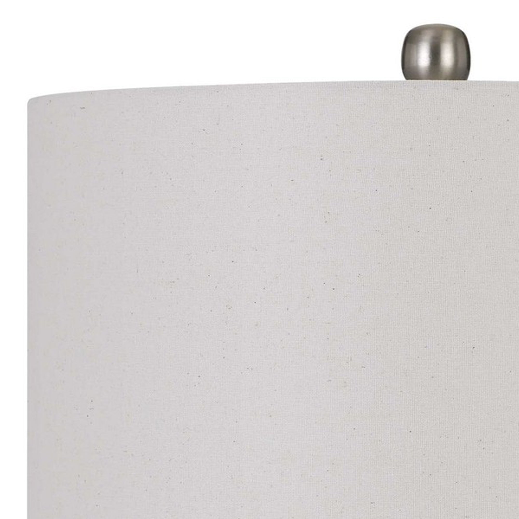 150 Watt Metal and Glass Base Table Lamp, Silver and Clear