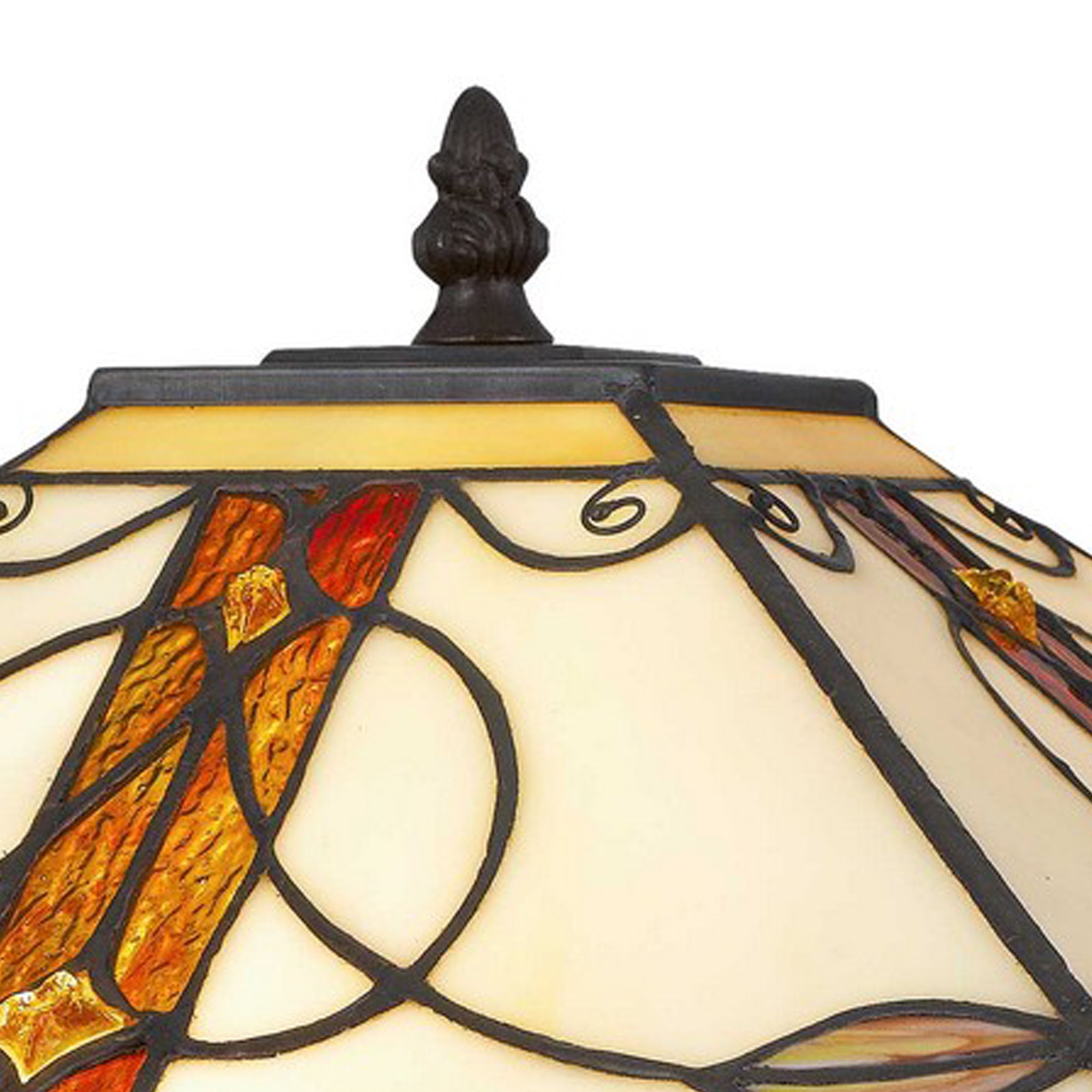 120 Watt Tiffany Shade Table Lamp with Pedestal Base, Multicolor