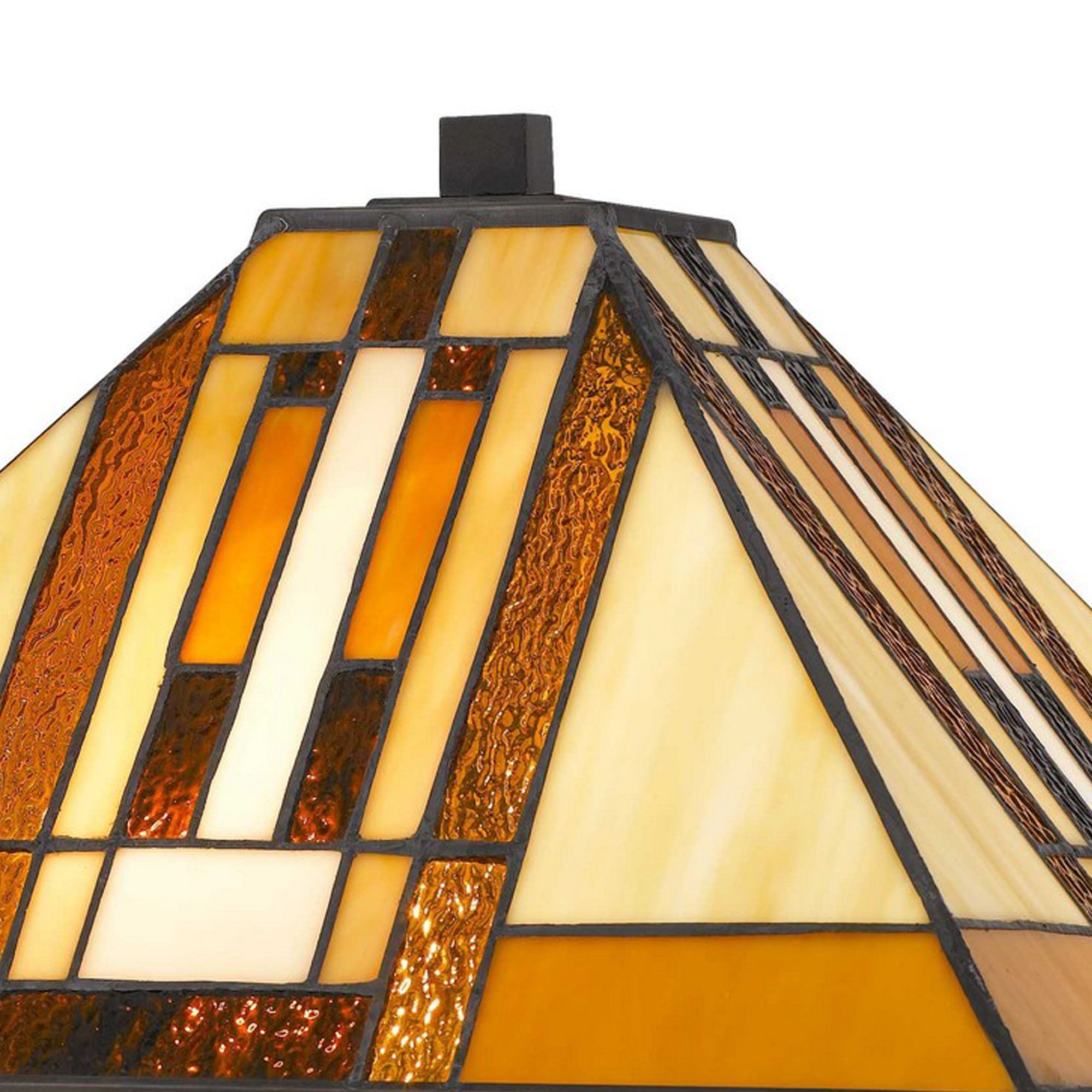 127 Watt Tiffany Shade Table Lamp with Metal Base, Multicolor