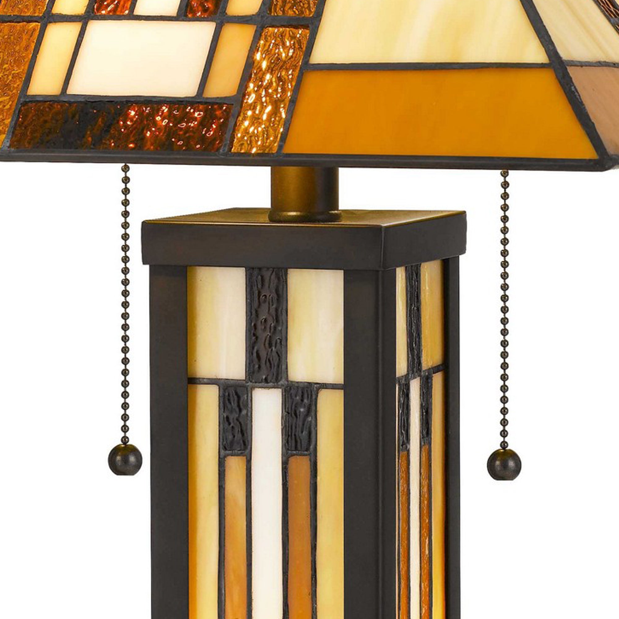 127 Watt Tiffany Shade Table Lamp with Metal Base, Multicolor