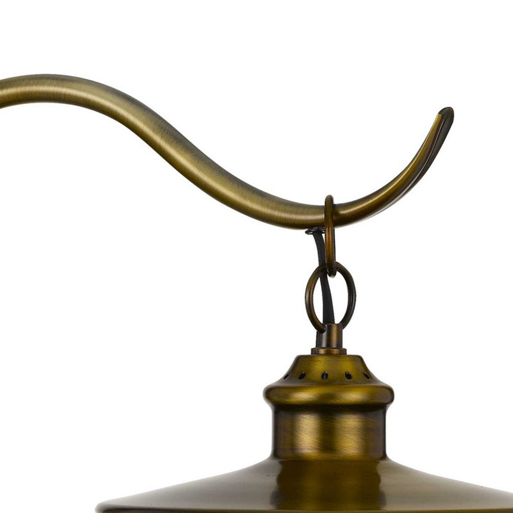 25 Inch Metal Downbridge Design Desk Lamp with Caged Shade, Antique Brass