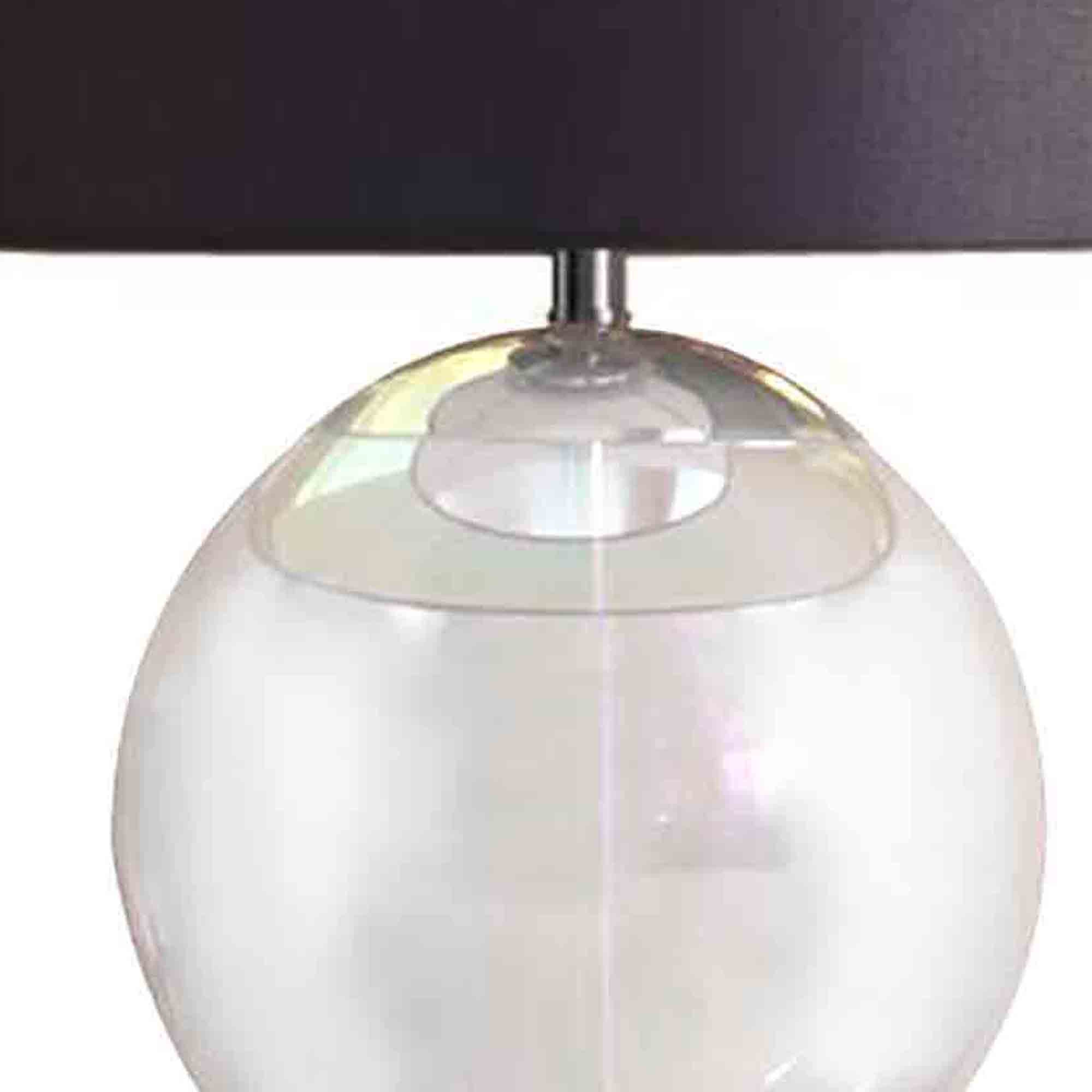 Table Lamp with Glass Orb and Metal Base, Silver