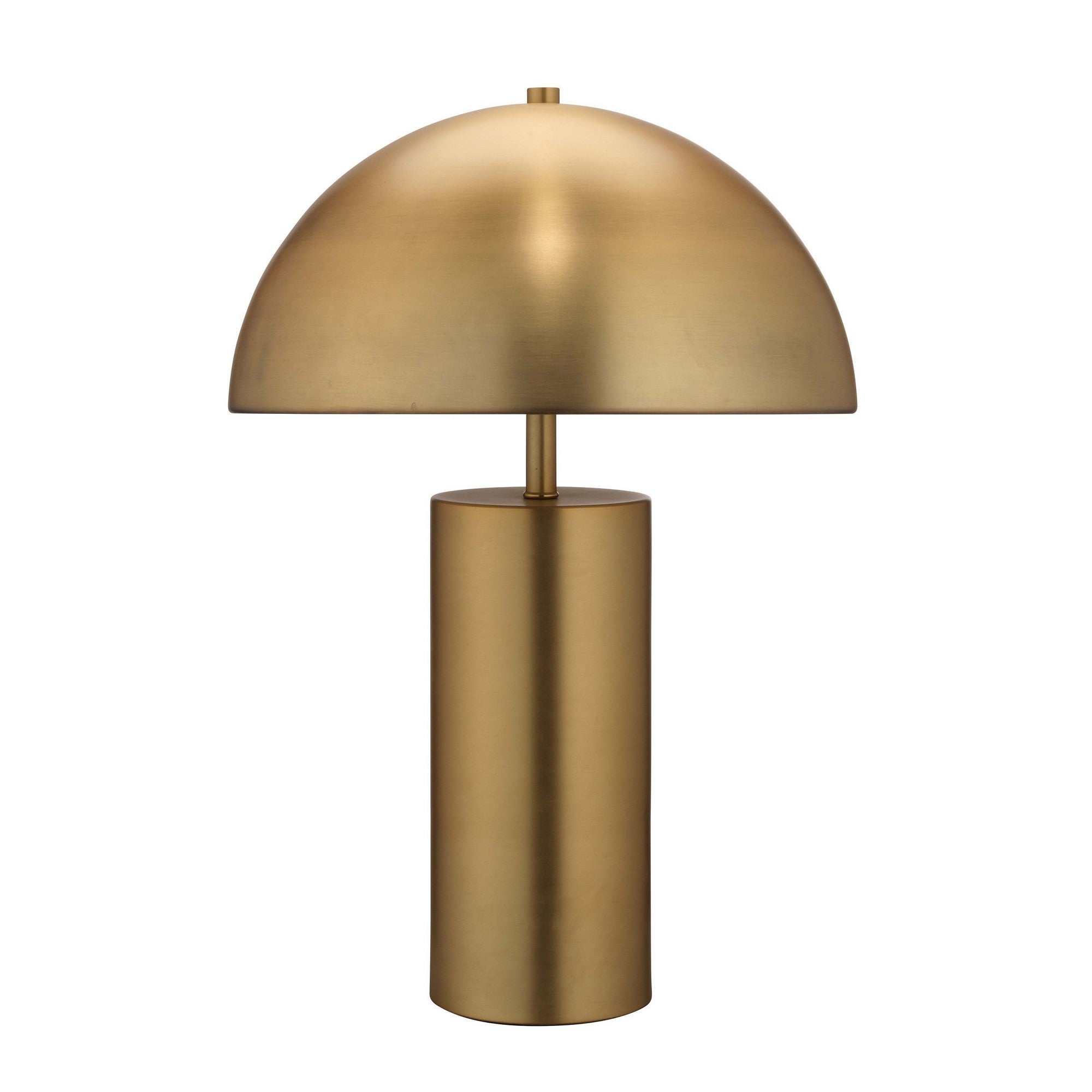 Table Lamp With Metal Umbrella Shade And Cylindrical Body, Brass
