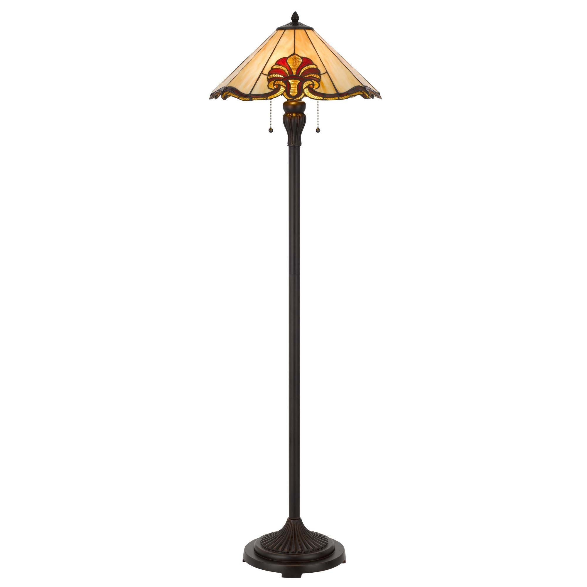 Floor Lamp with Tiffany Shade and Metal Base, Multicolor