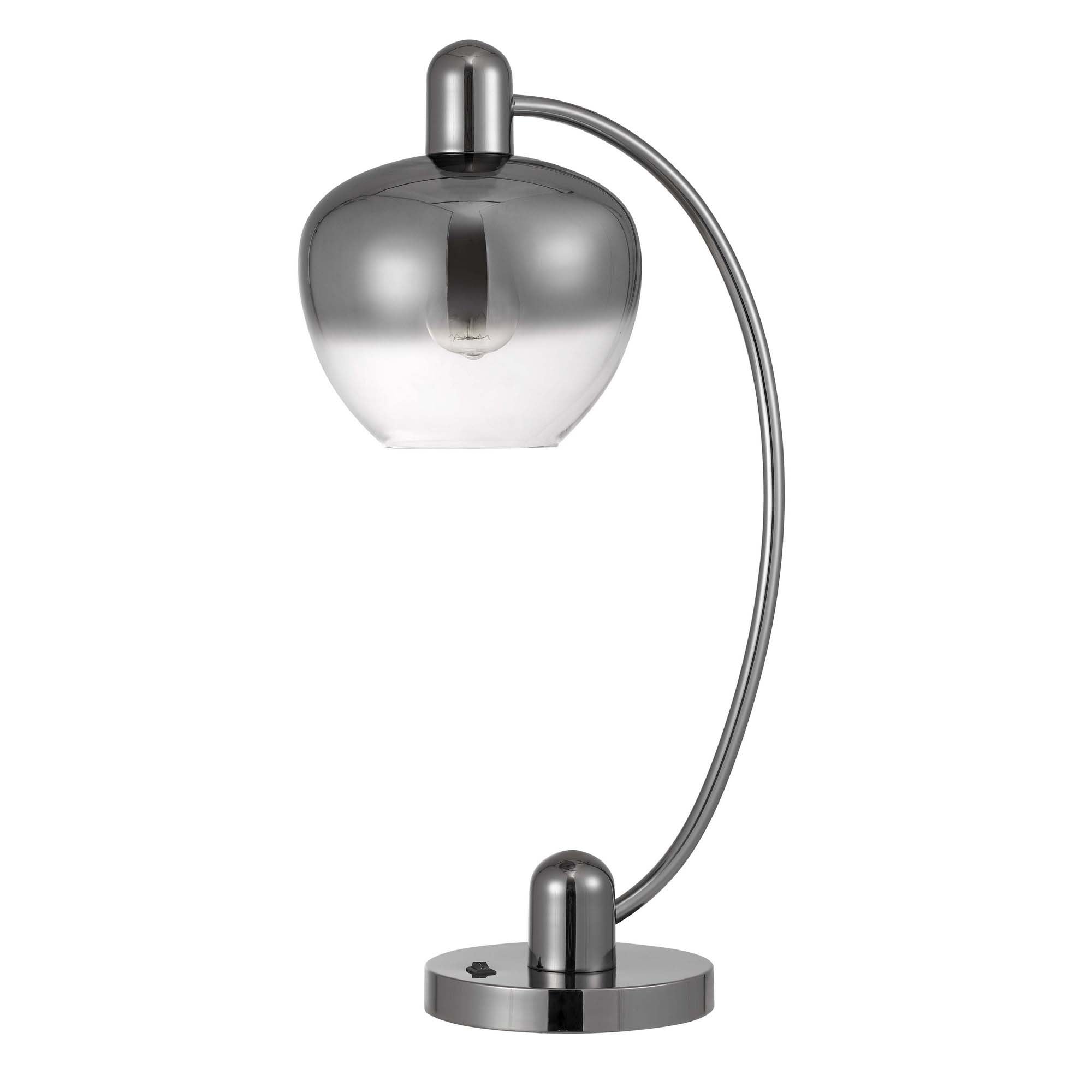 Table Lamp with Glass Shade and Arc metal Frame, Silver