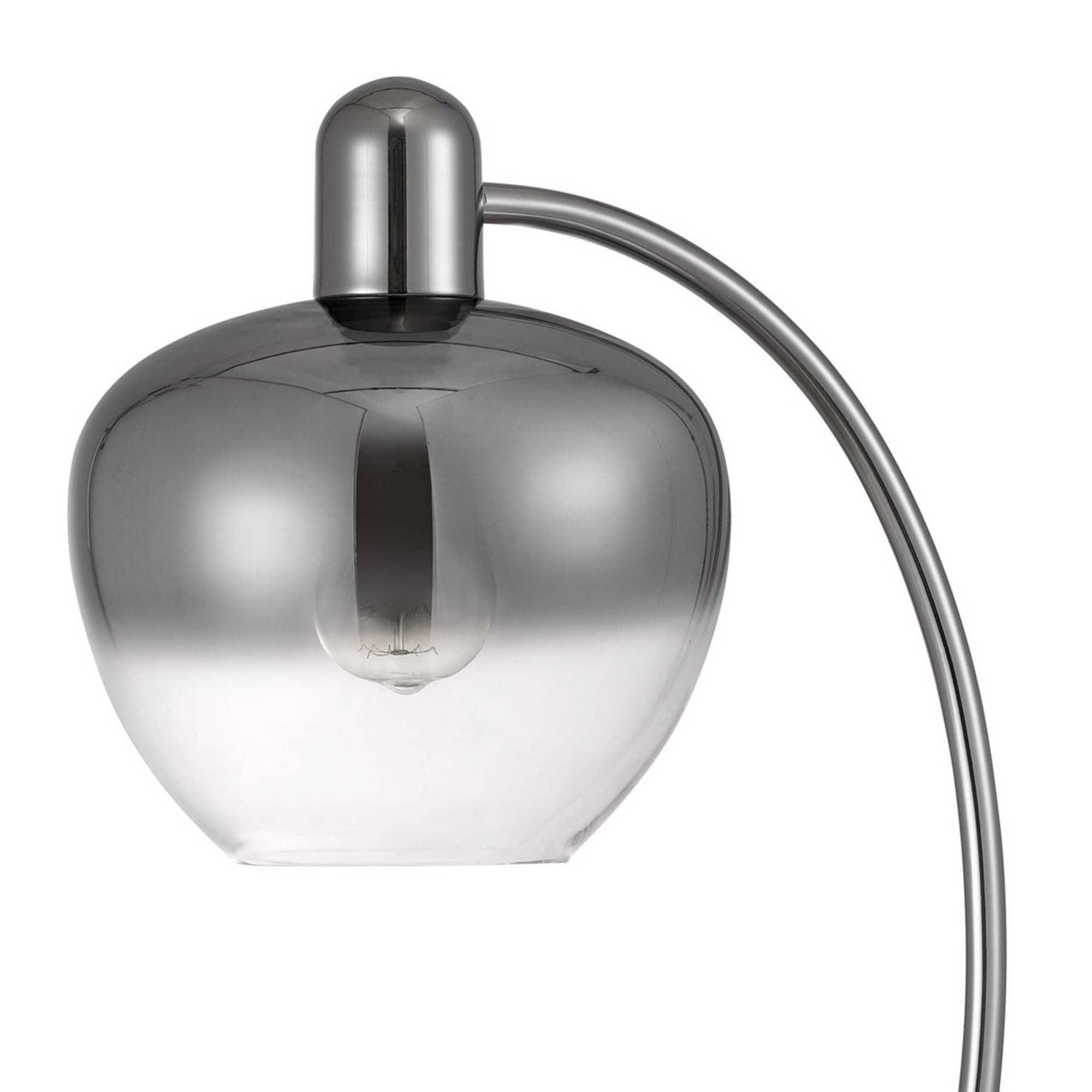 Table Lamp with Glass Shade and Arc metal Frame, Silver