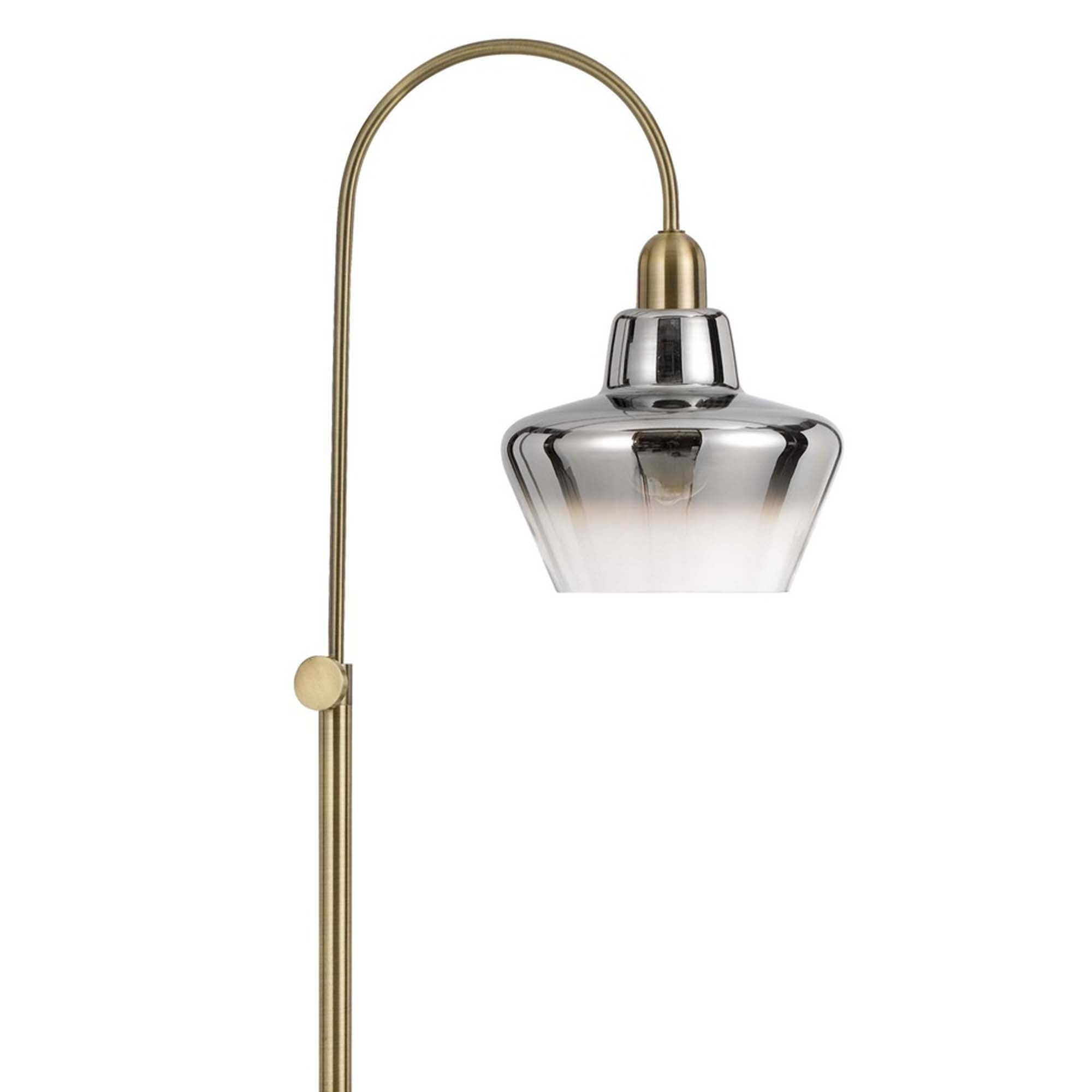 Floor Lamp with Glass Shade and Arc Metal Frame, Brass