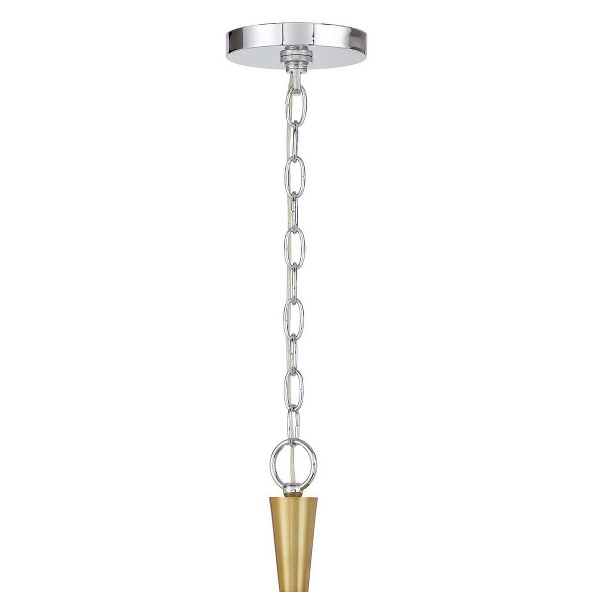 Chandelier with Metal Geometric Design and Hanging Chain, Chrome and Gold