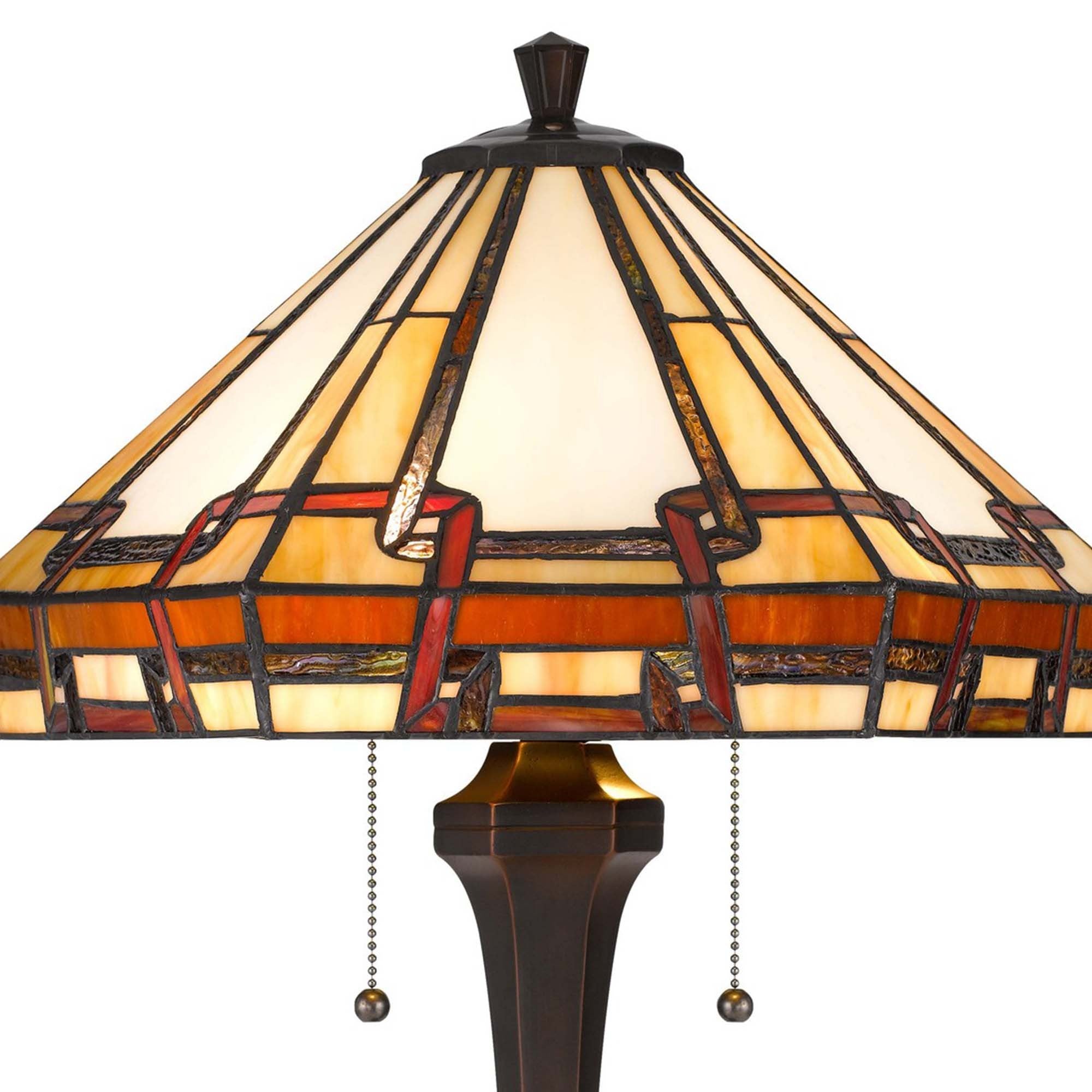 Table Lamp with Tiffany Style Shade and Resin Base, Multicolor