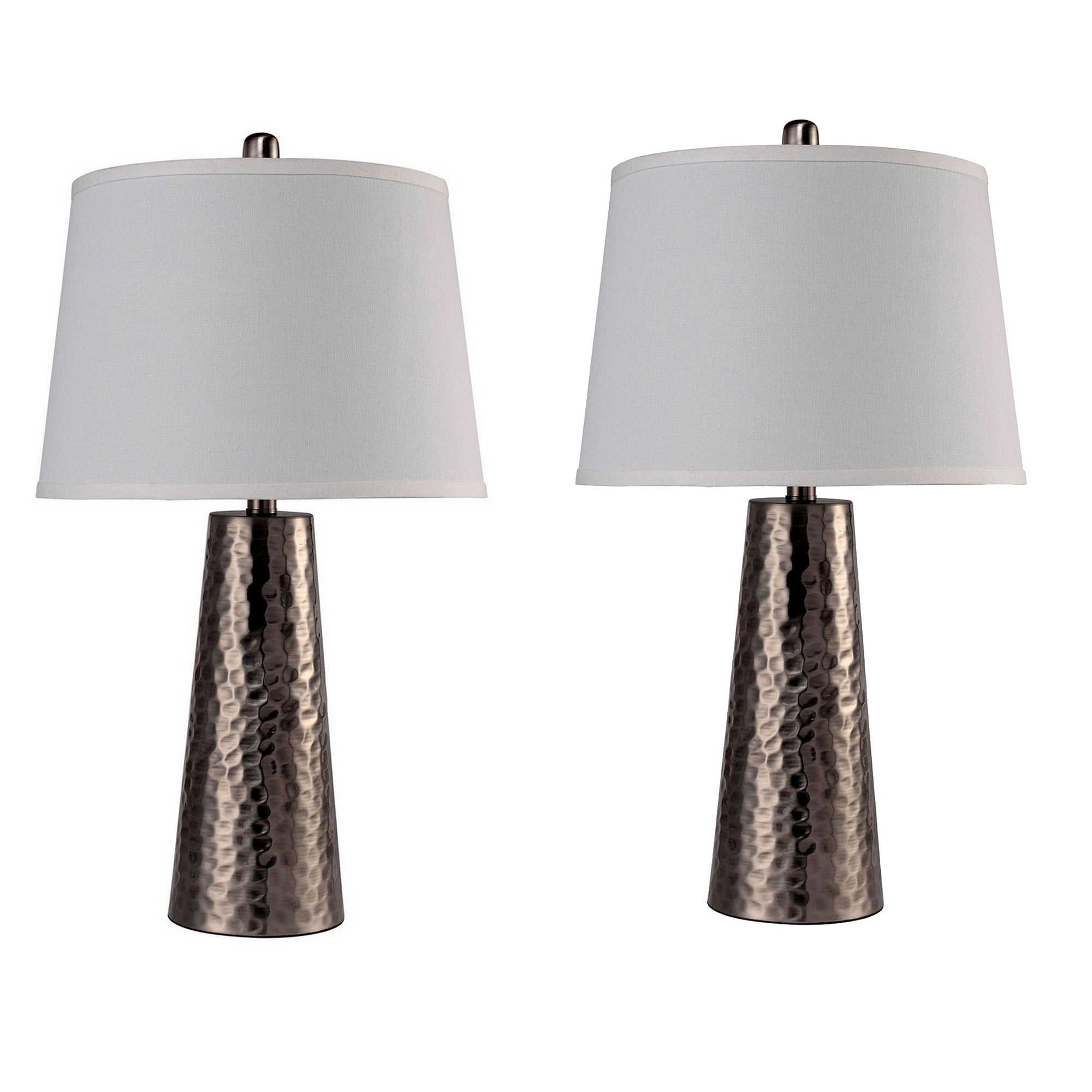 Benzara Table Lamp, Hammered Metal Base, Bronze & White, Model BM241946
