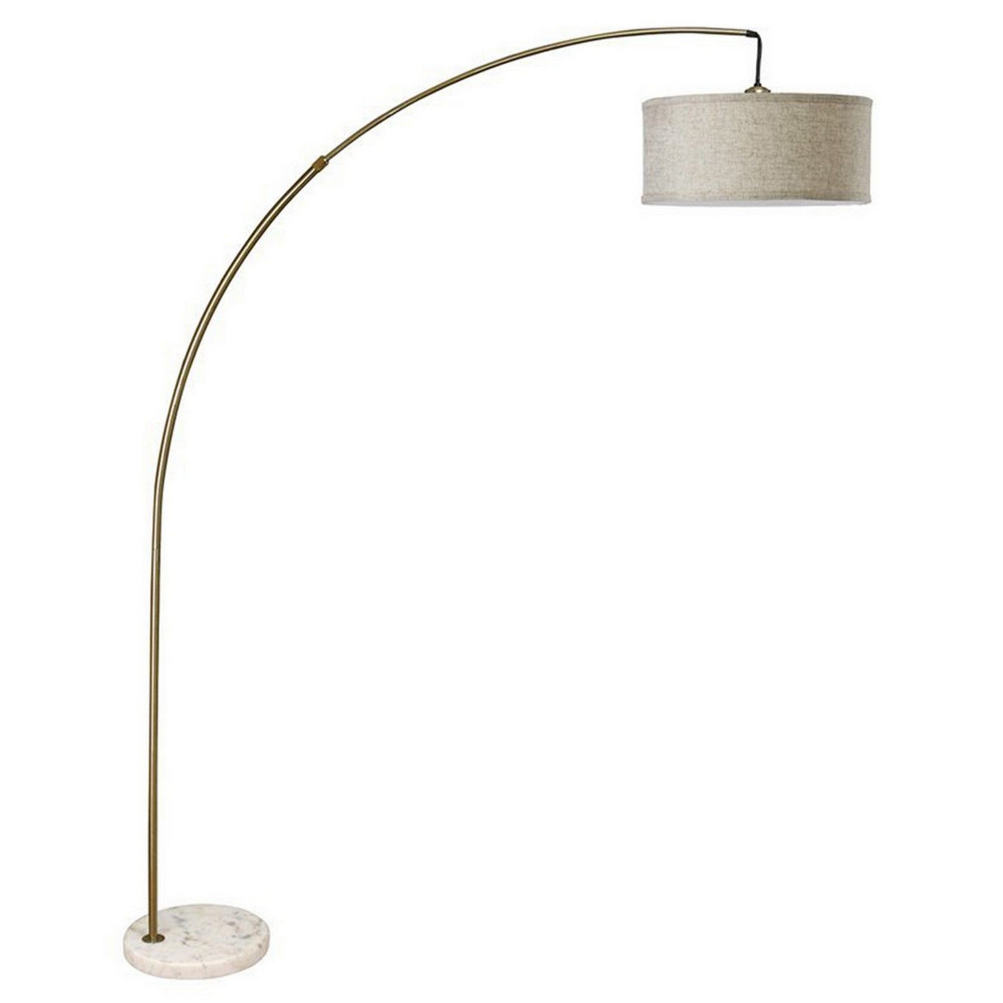 Benzara Floor Lamp with Arched Neck, Marble Base, Gold, Model BM241949