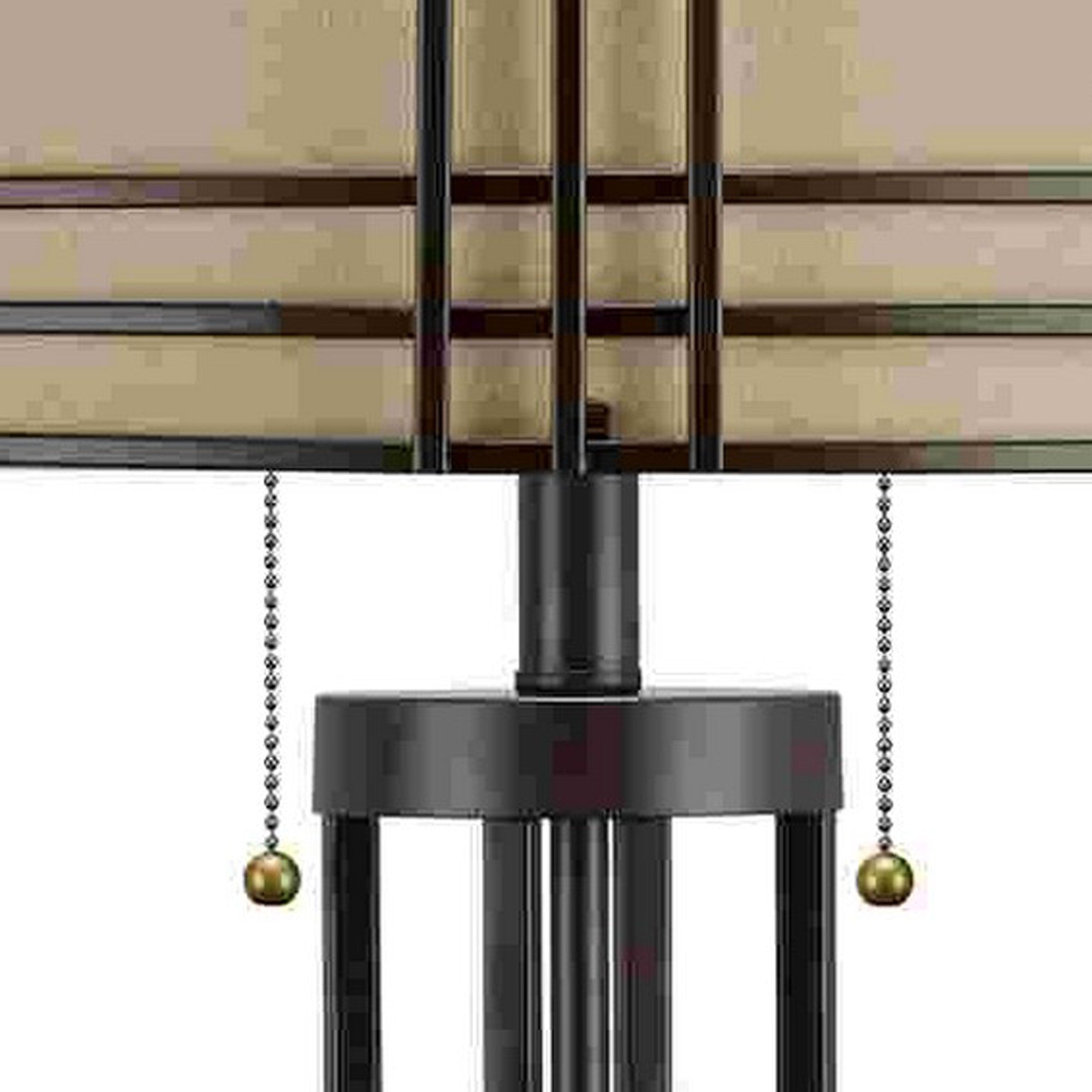 Table Lamp with Metal Encasing Drum Shade, Dark Brown