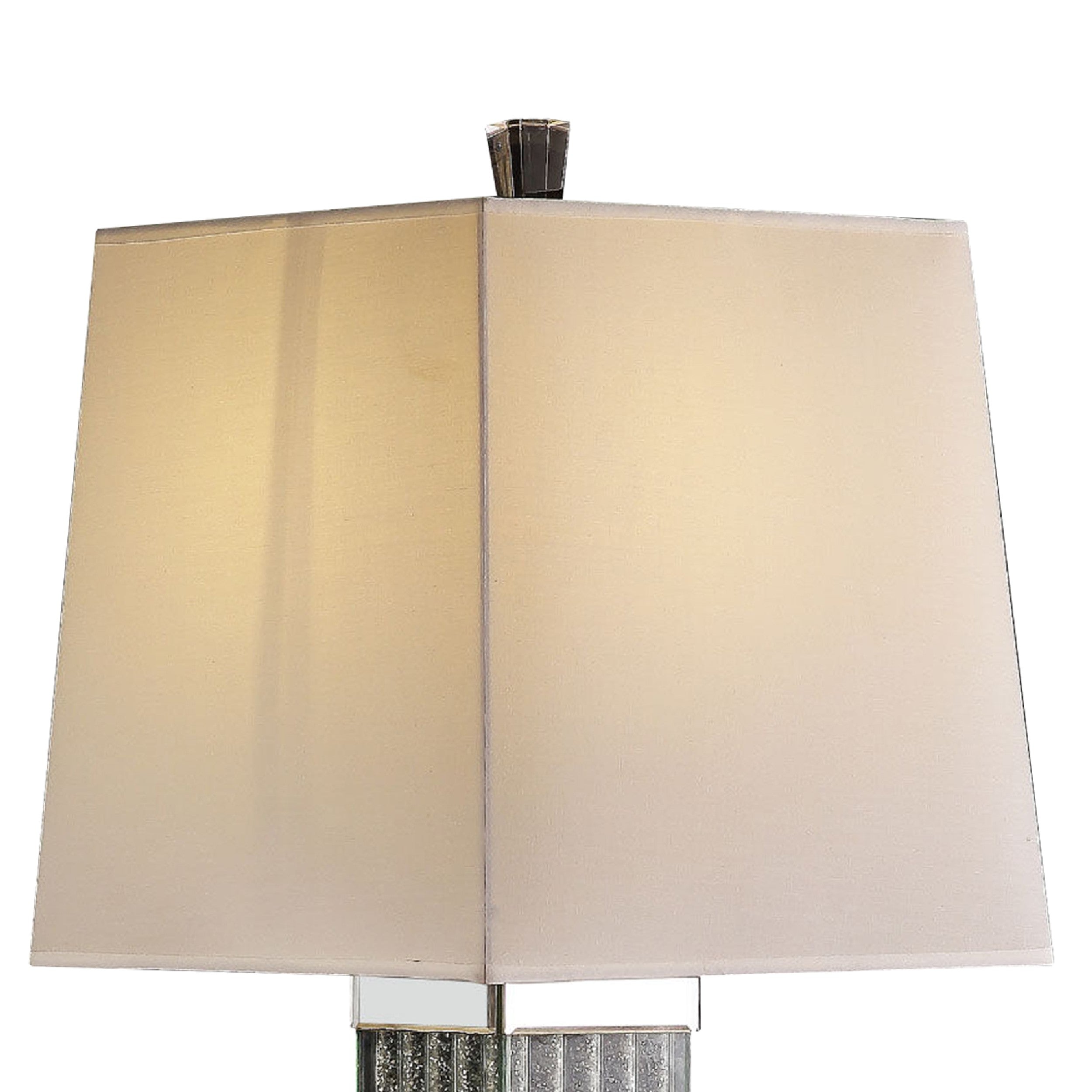 Table Lamp with Cuboid Shape and Faux Diamond Inlay, Silver