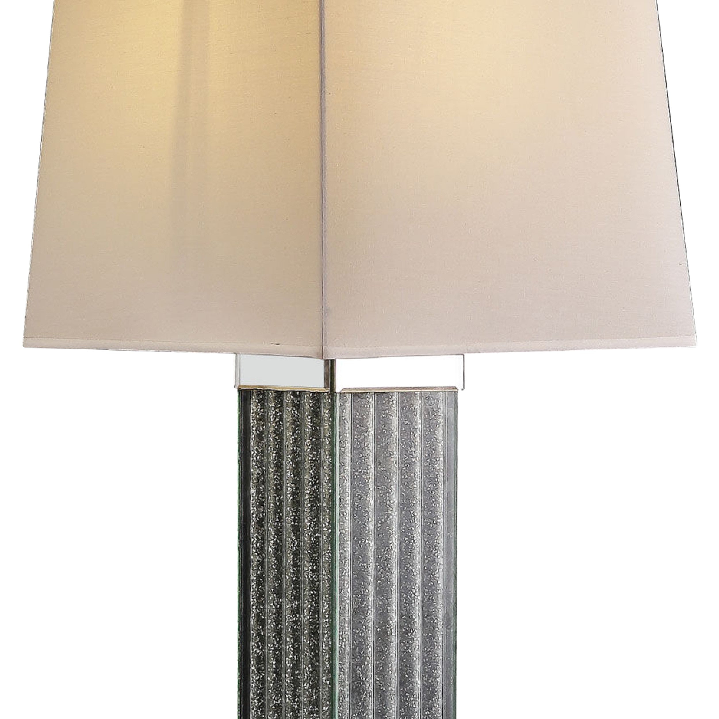 Table Lamp with Cuboid Shape and Faux Diamond Inlay, Silver