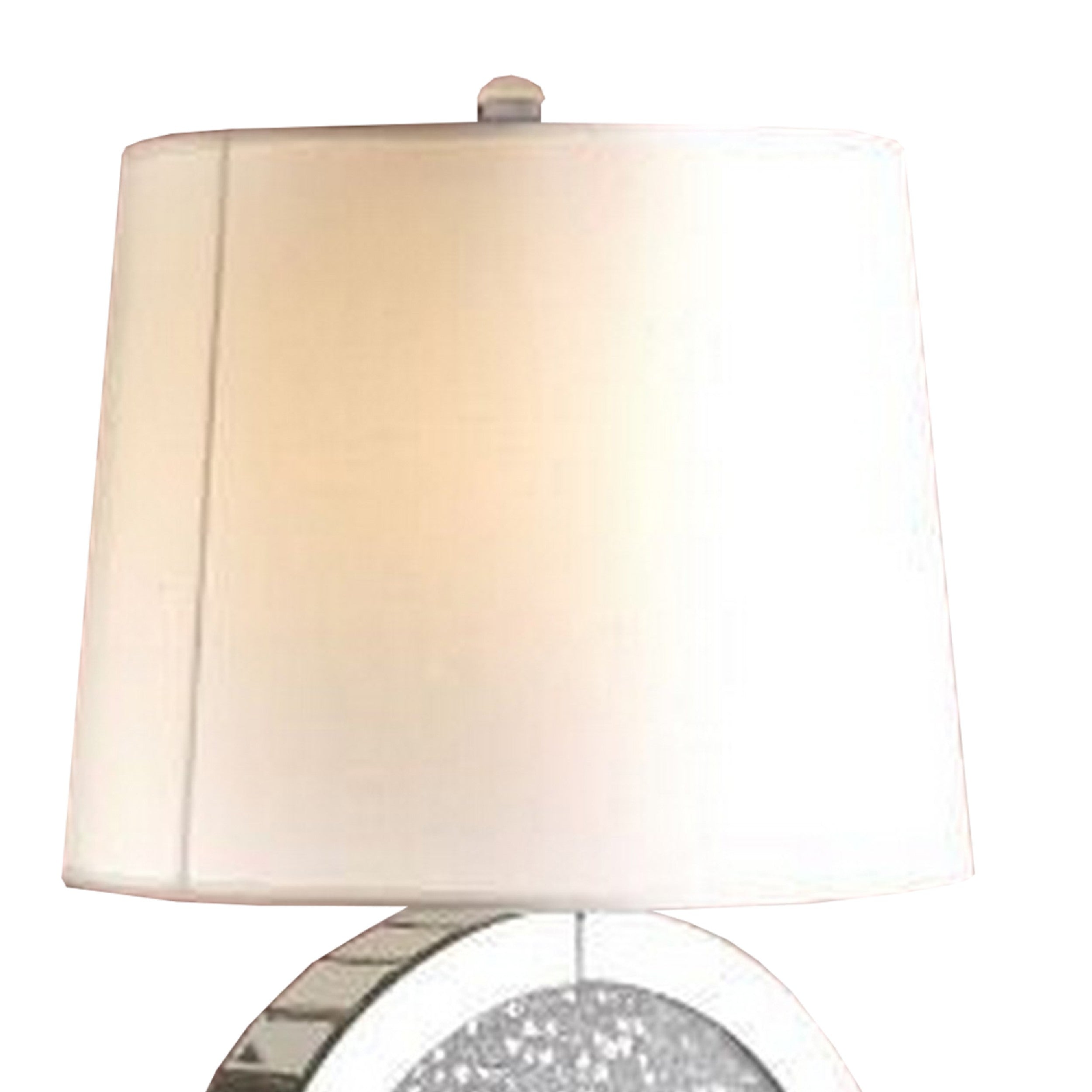 Table Lamp with Round Shaped Mirrored Base, Silver