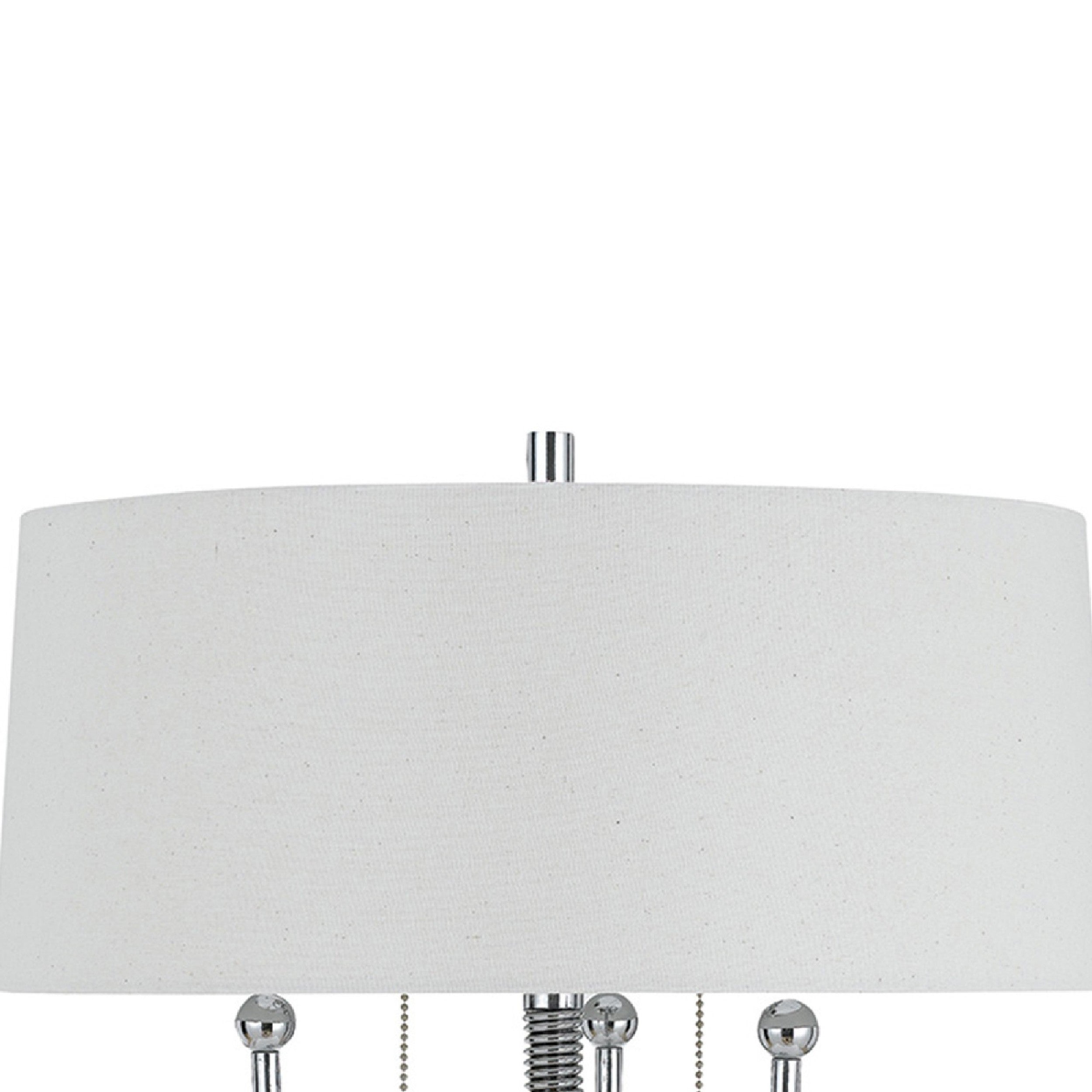 31 Inch Corkscrew Industrial Metal Table Lamp, Chrome Silver