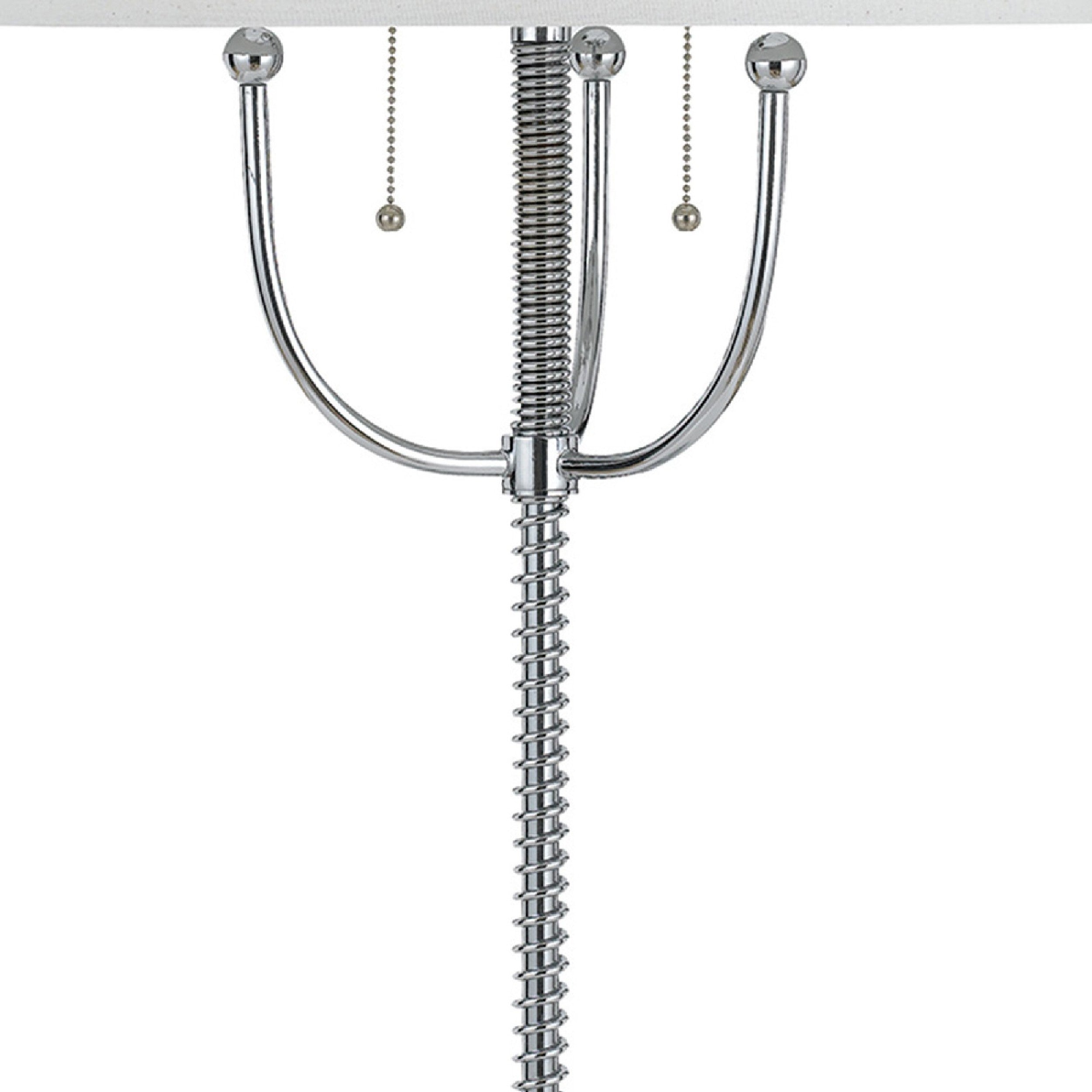 31 Inch Corkscrew Industrial Metal Table Lamp, Chrome Silver