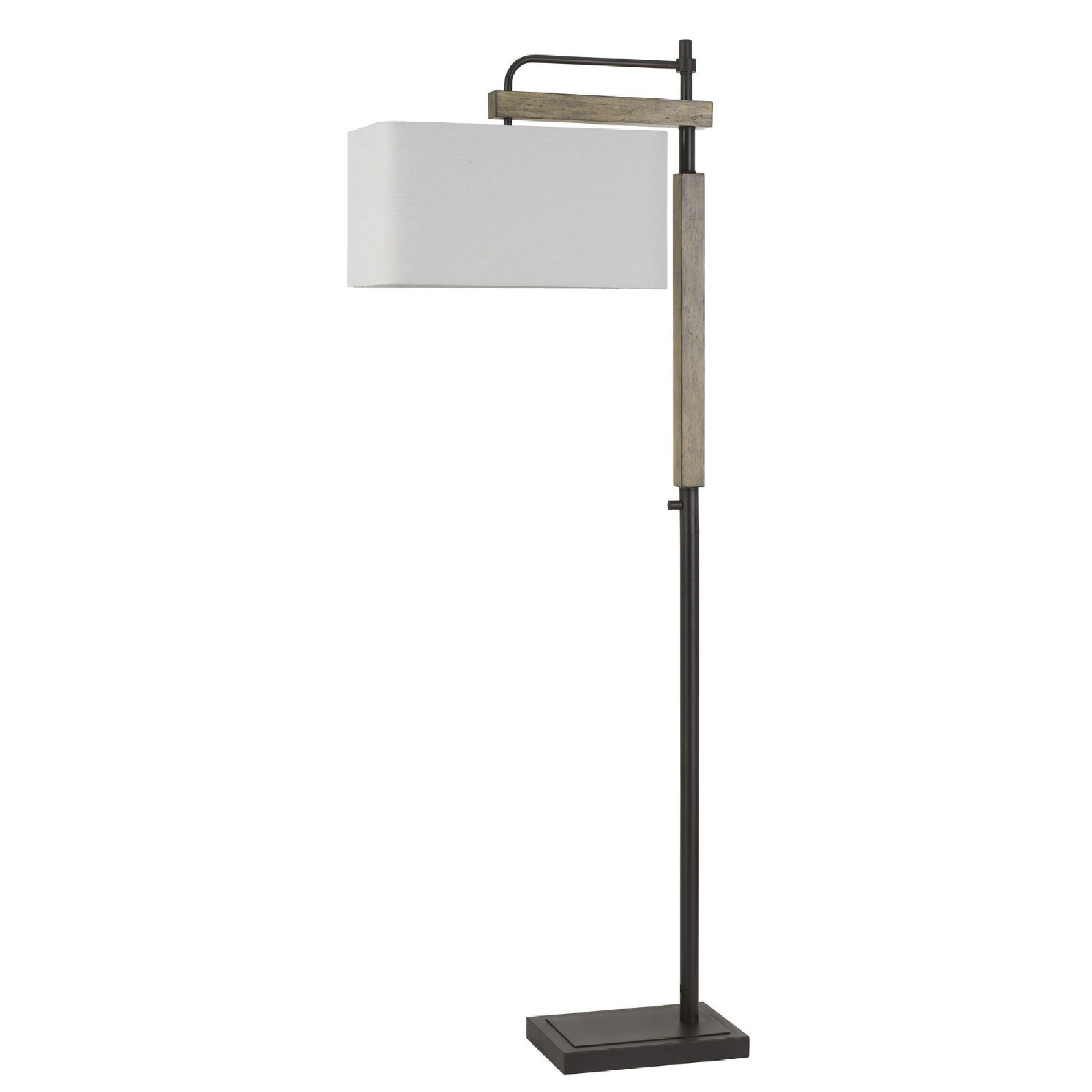 64 Inch Metal Industrial Floor Lamp with Wood Accent, Black