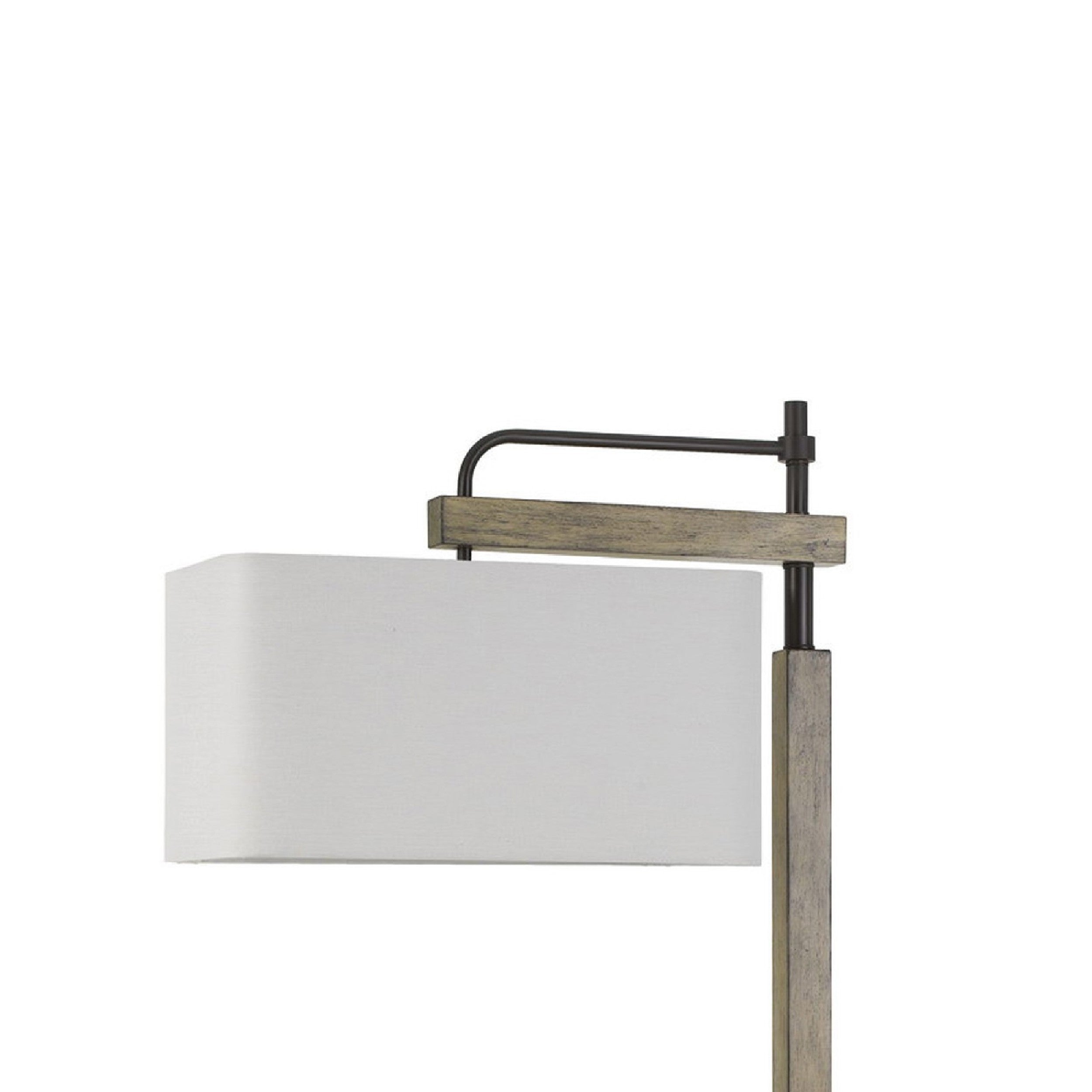 64 Inch Metal Industrial Floor Lamp with Wood Accent, Black