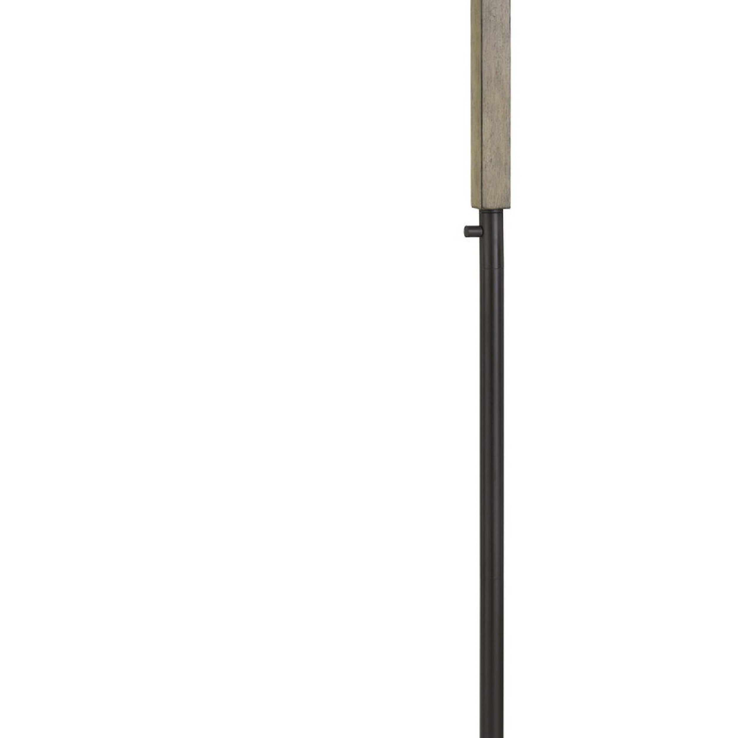 64 Inch Metal Industrial Floor Lamp with Wood Accent, Black