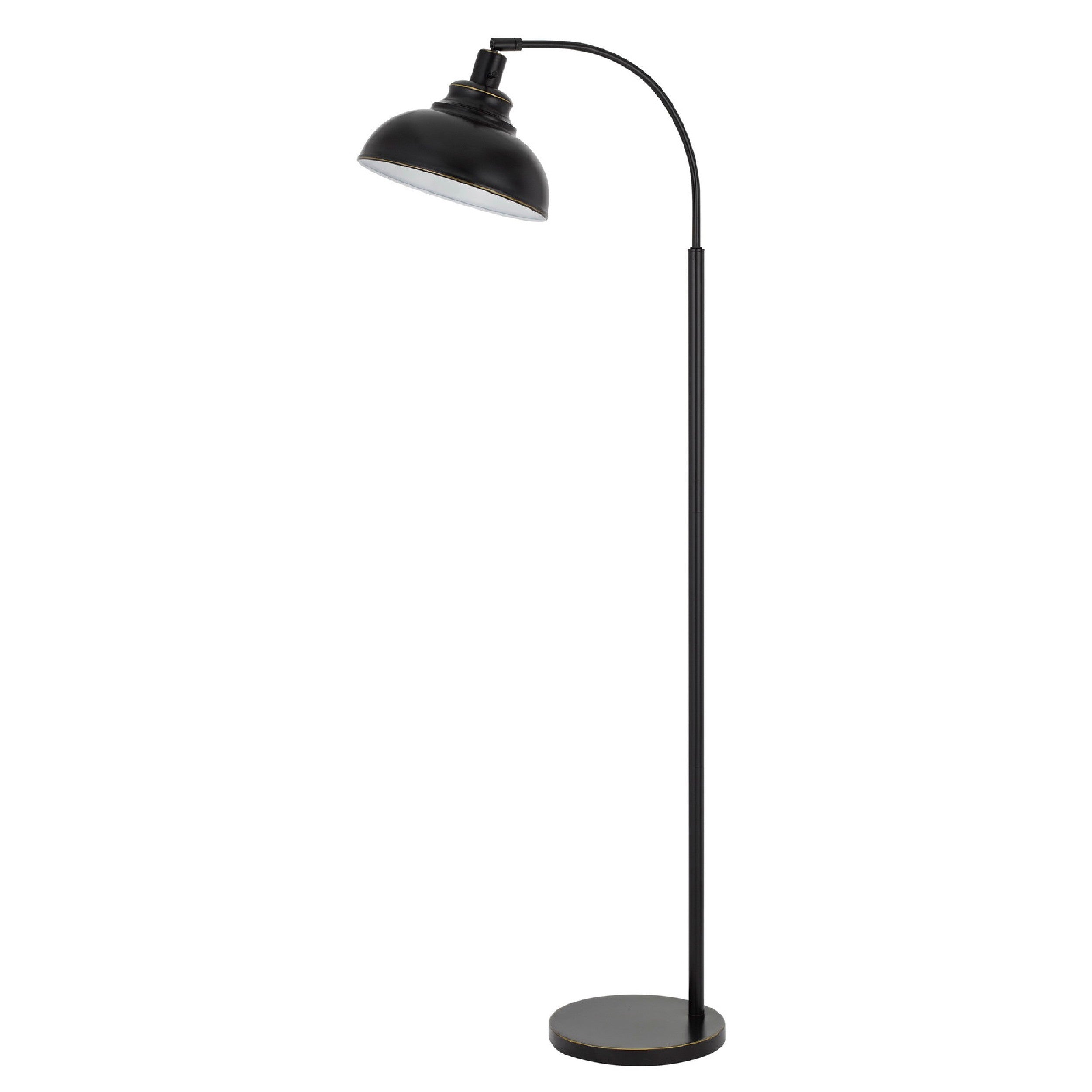 61 Inch Adjustable Tall Metal Floor Lamp, Dome Shade, Black