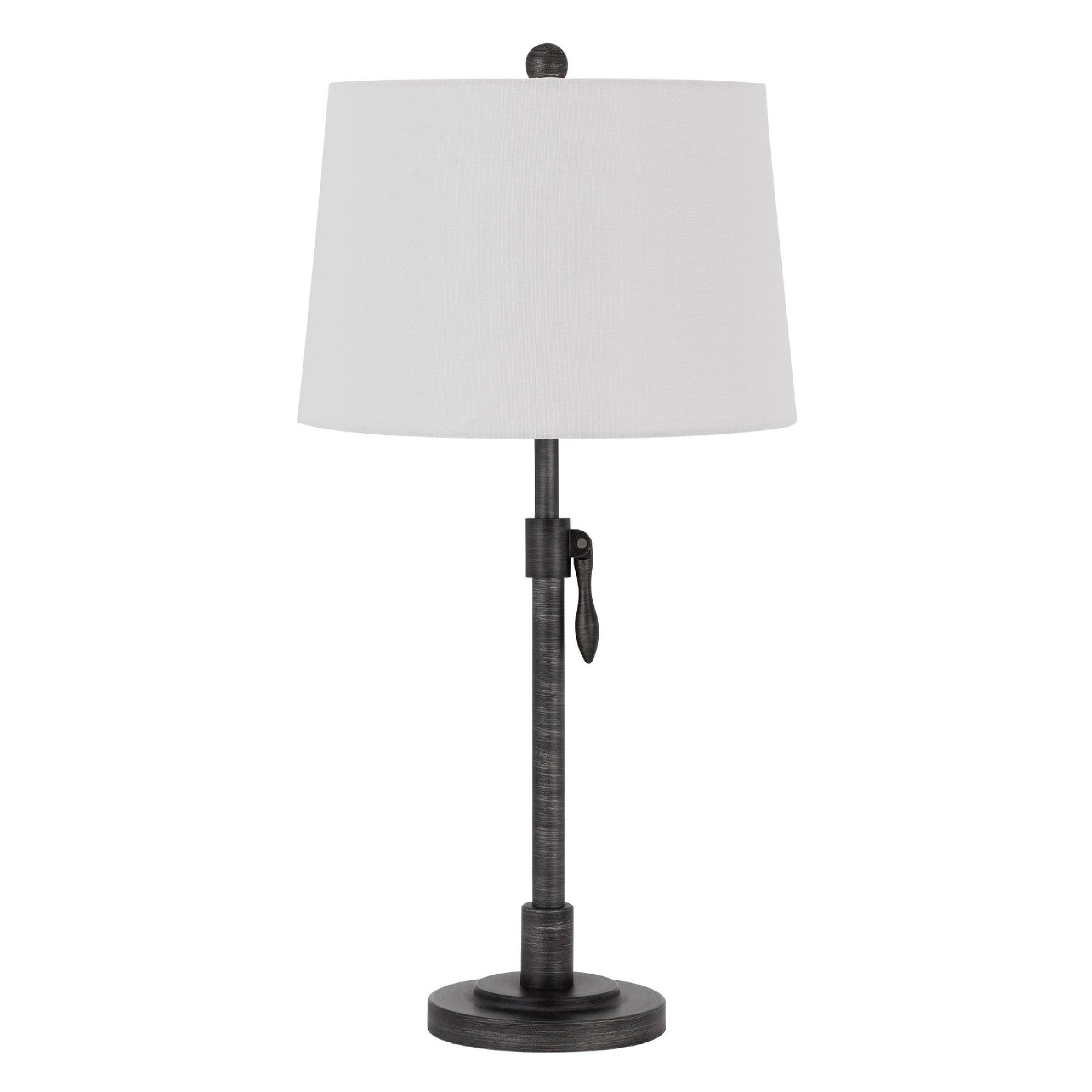 26 Inch Adjustable Metal Table Lamp with Latch, Heather Gray