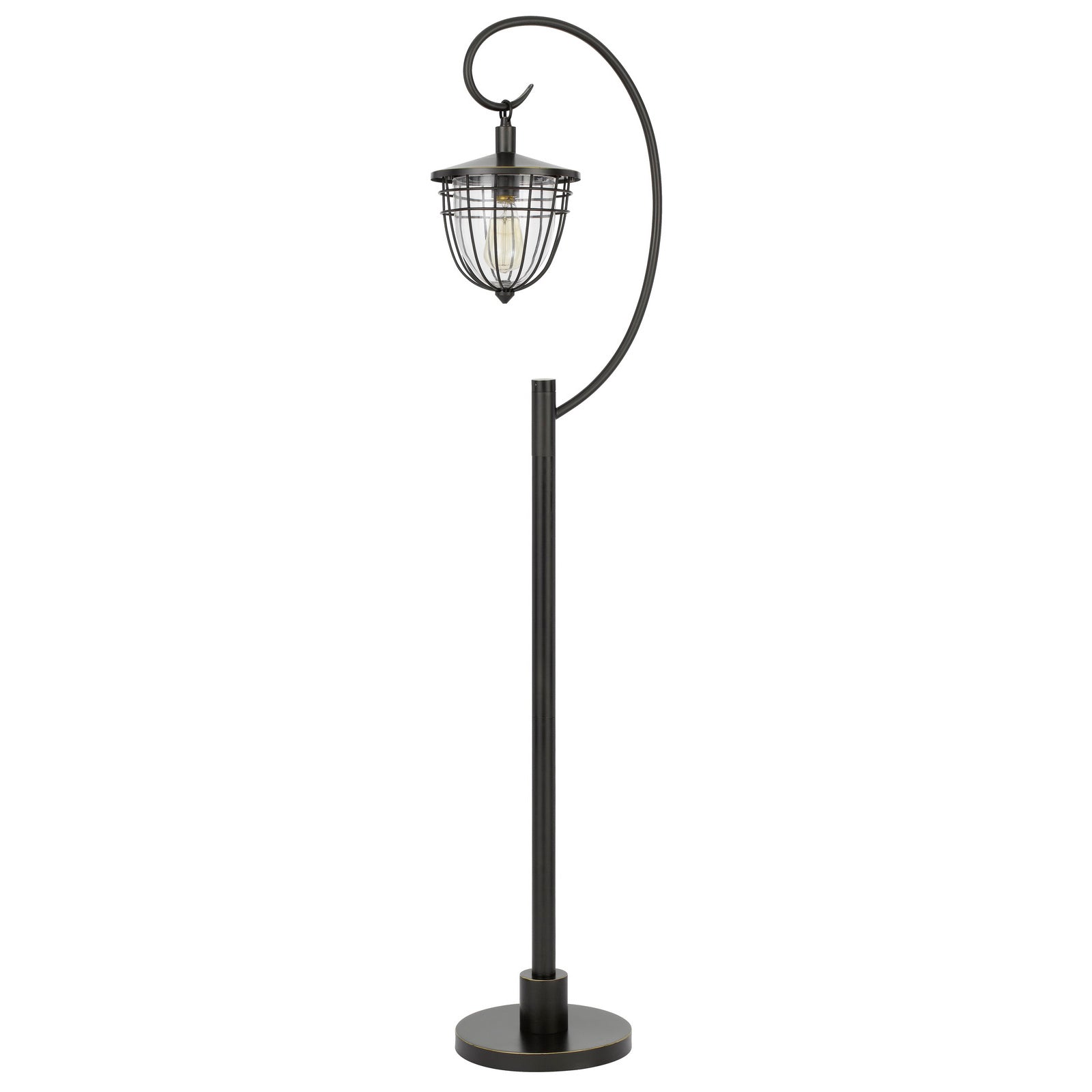 63 Inch Downbridge Lantern Metal Floor Lamp, Bronze Black
