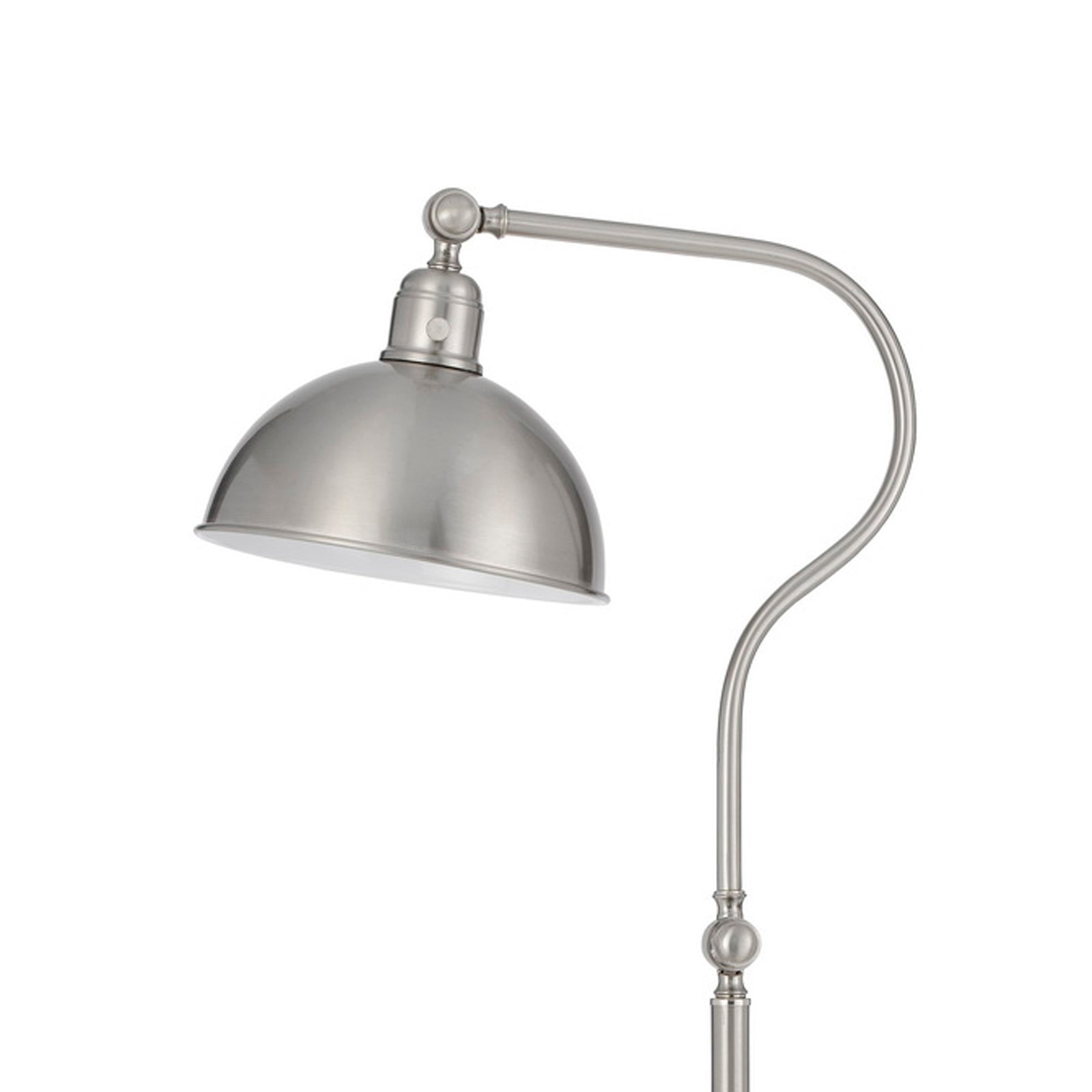 60 Inch Metal Curved Floor Lamp, Adjustable Dome Shade, Silver