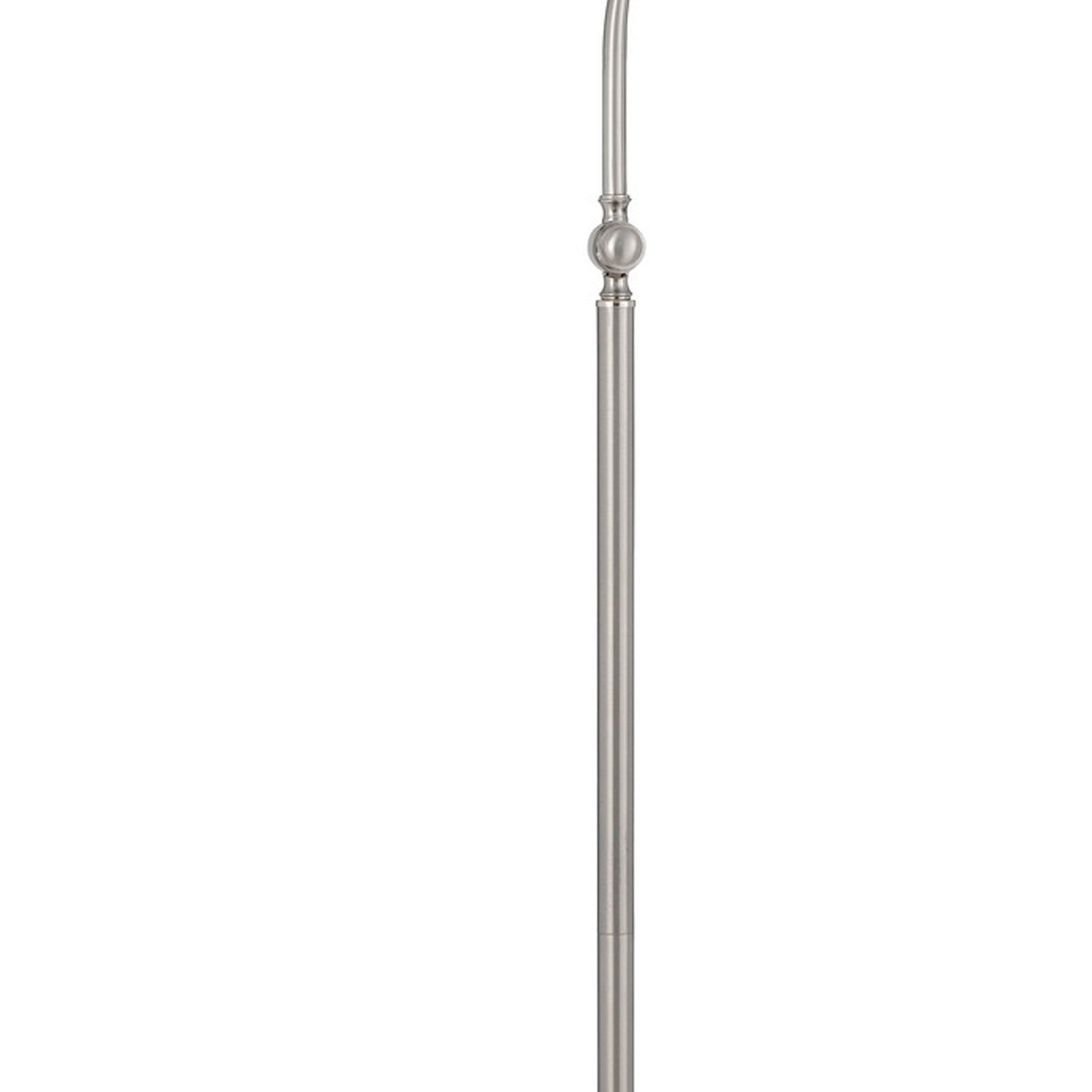 60 Inch Metal Curved Floor Lamp, Adjustable Dome Shade, Silver