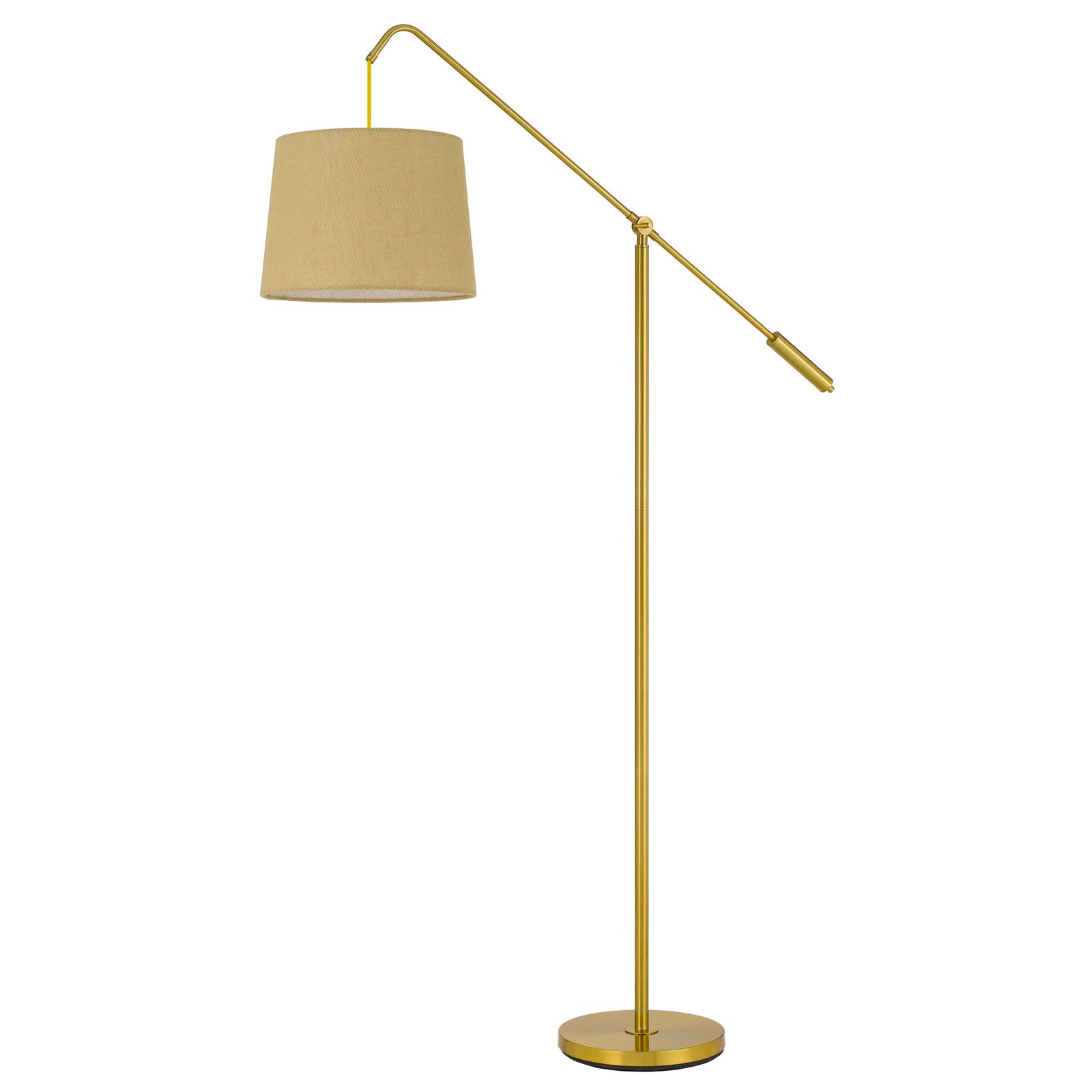 68 Inch Adjustable Arc Arm Design Metal Floor Lamp, Brass