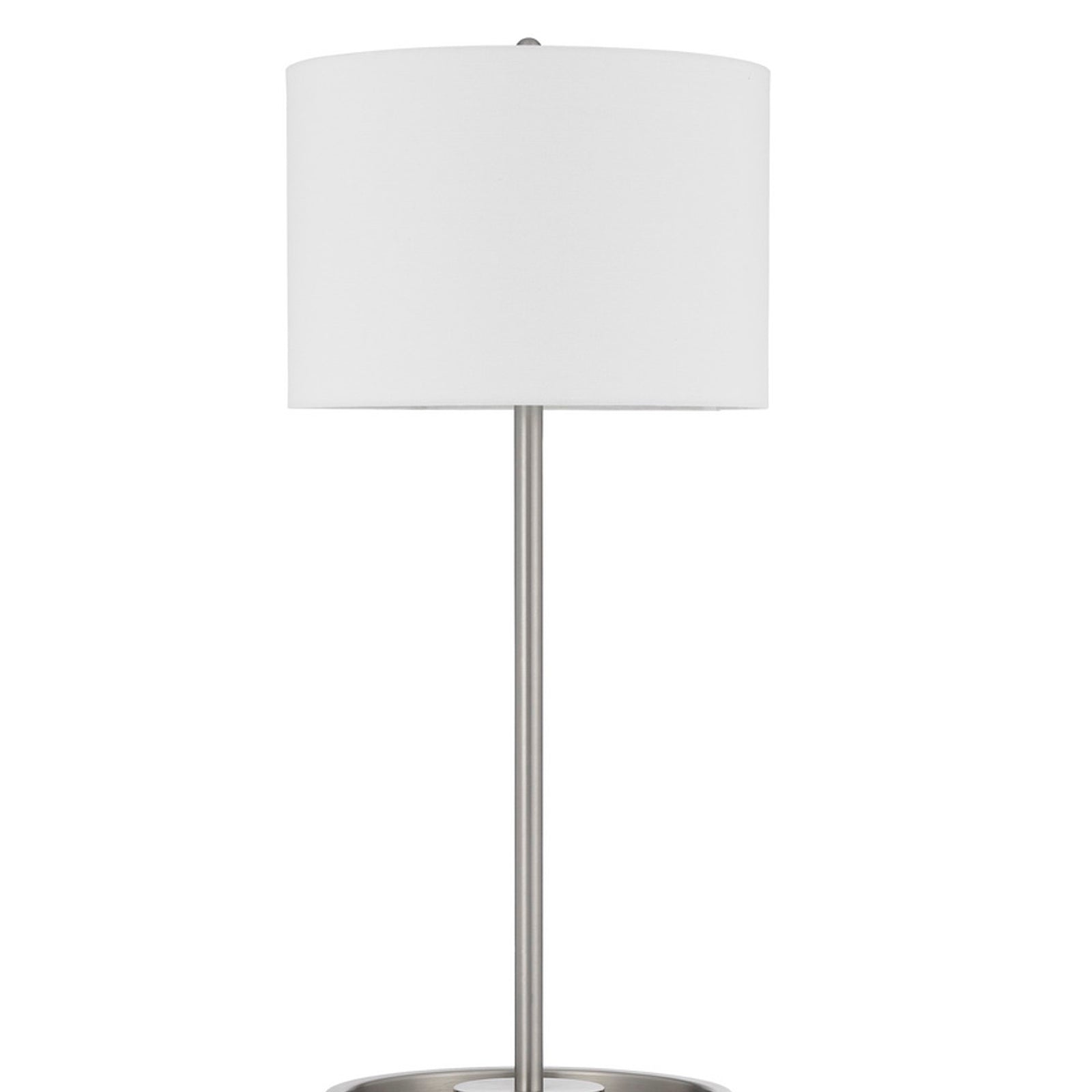 62 Inch Metal Floor Lamp, Tray, Dimmer,  2 USB Ports, Silver