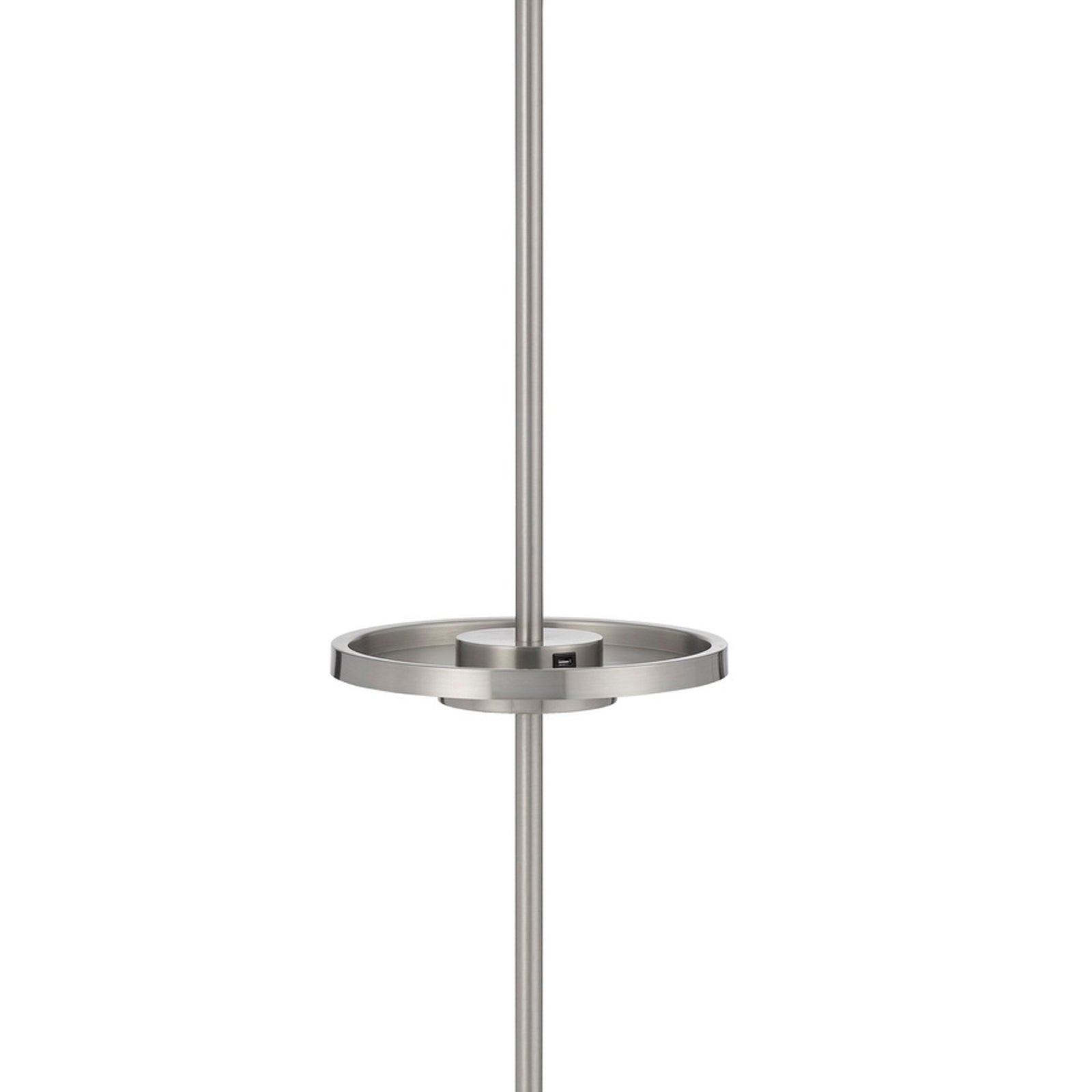62 Inch Metal Floor Lamp, Tray, Dimmer,  2 USB Ports, Silver