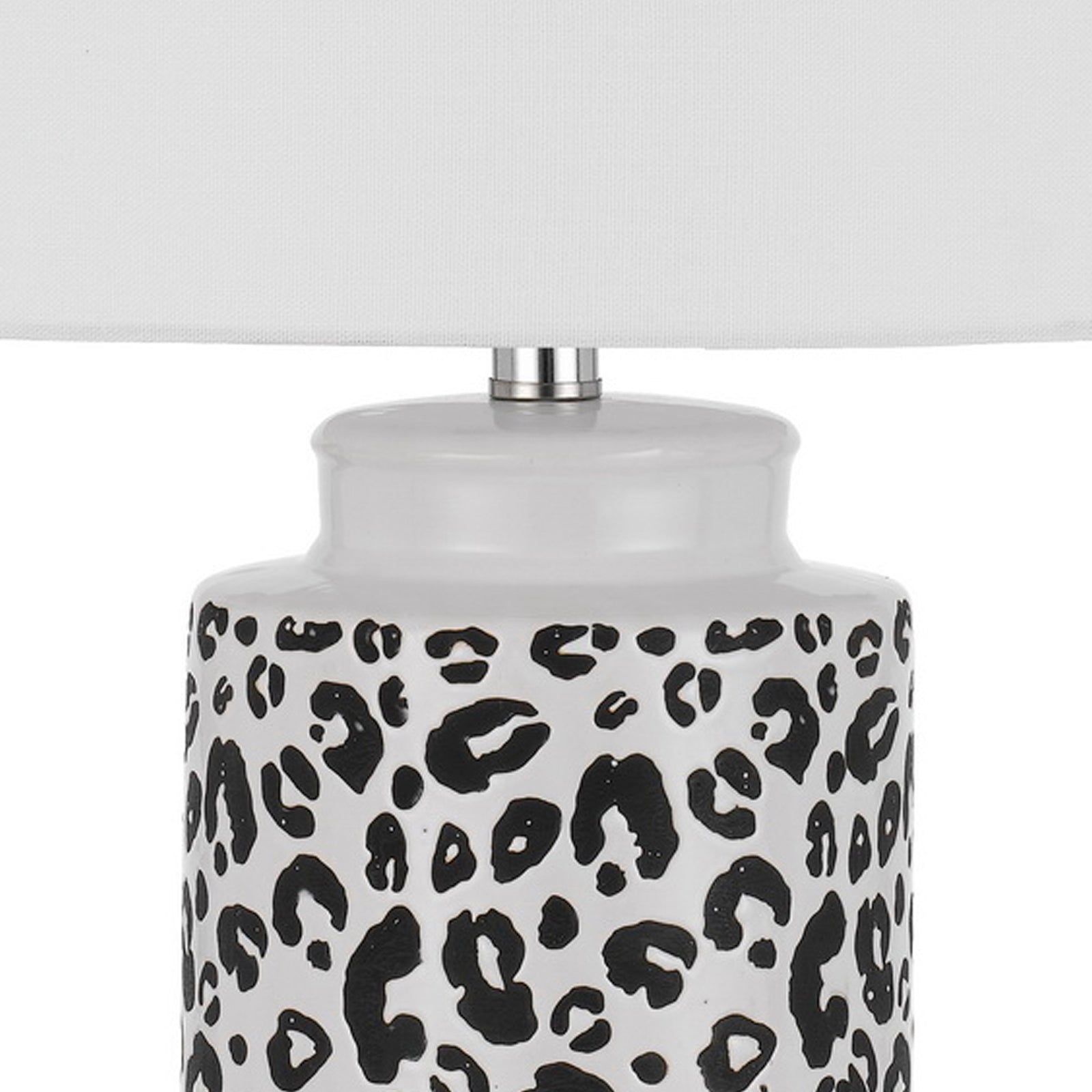 27 Inch Table Lamp with Dimmer, Black and White Leopard Print