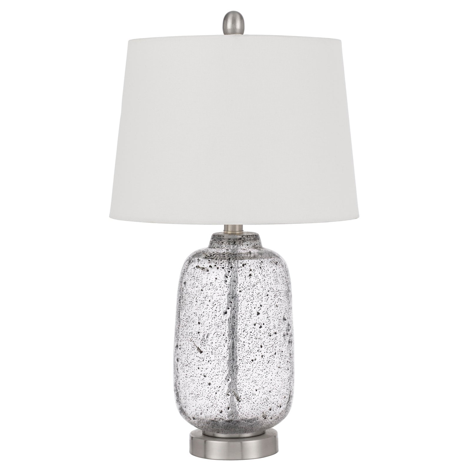 24 Inch Curved Speckled Glass Jar Base Table Lamp, Clear