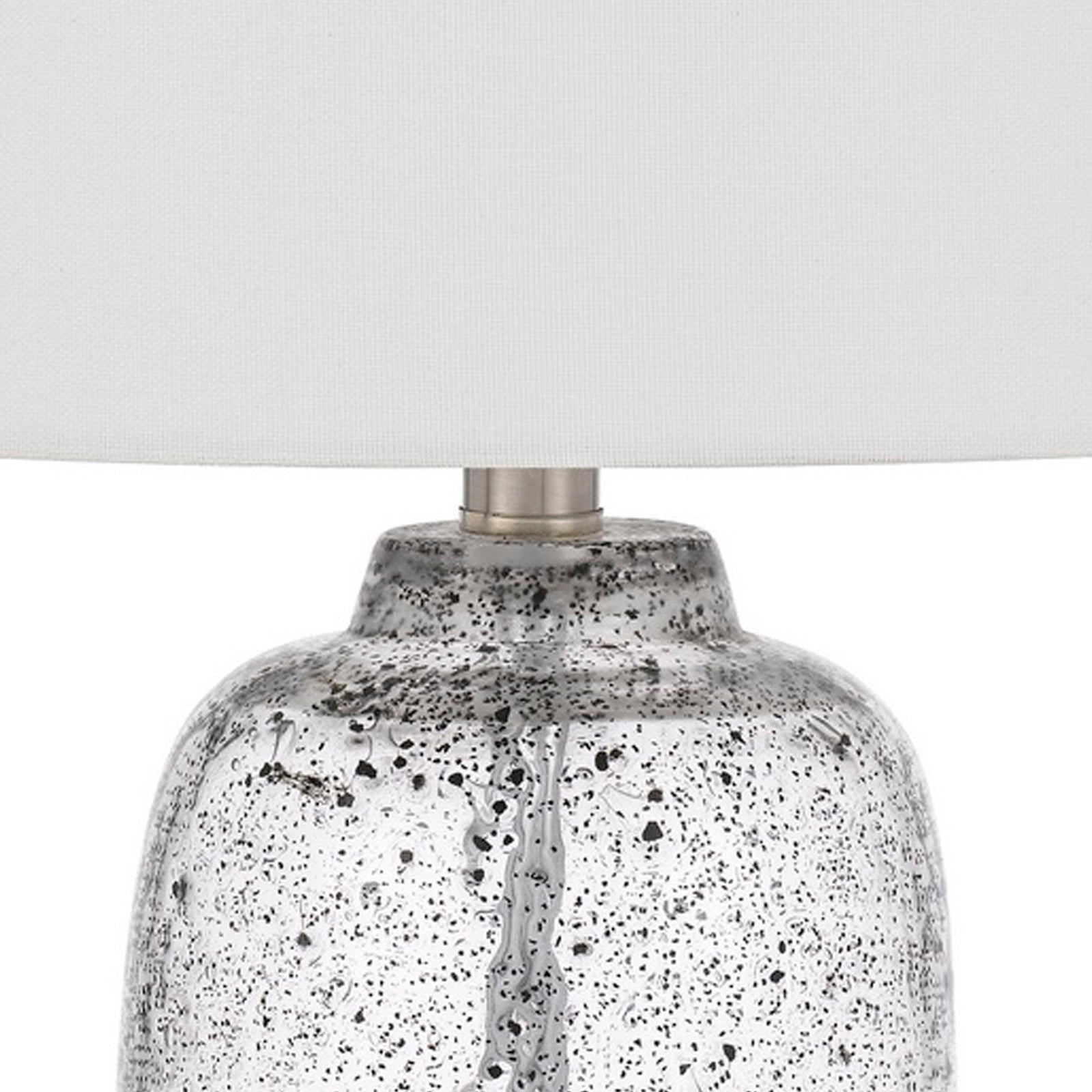 24 Inch Curved Speckled Glass Jar Base Table Lamp, Clear