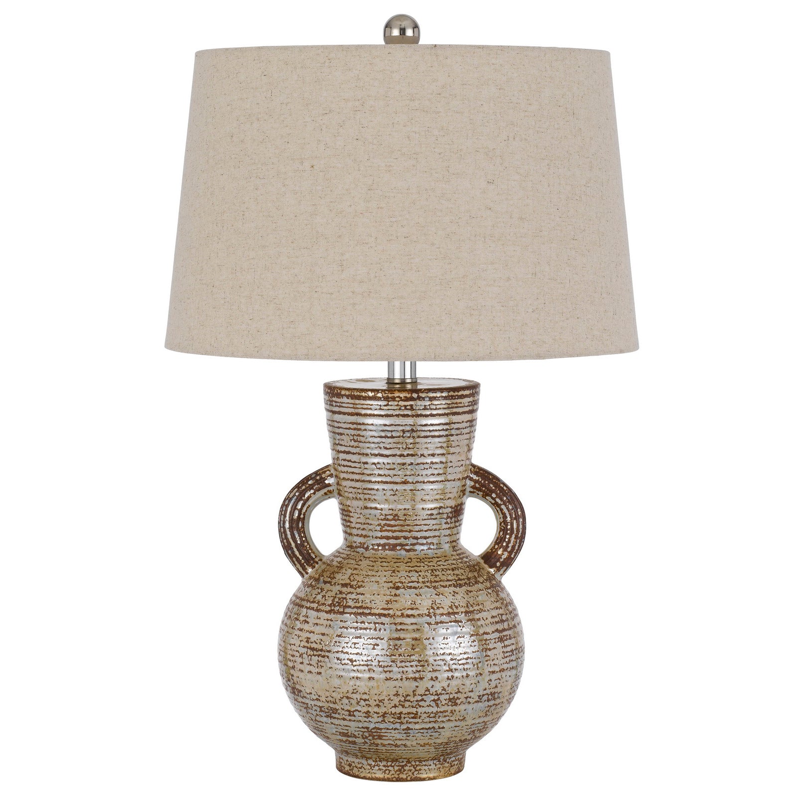26 Inch Vase Table Lamp with Curved Handles, Dimmer, Bronze