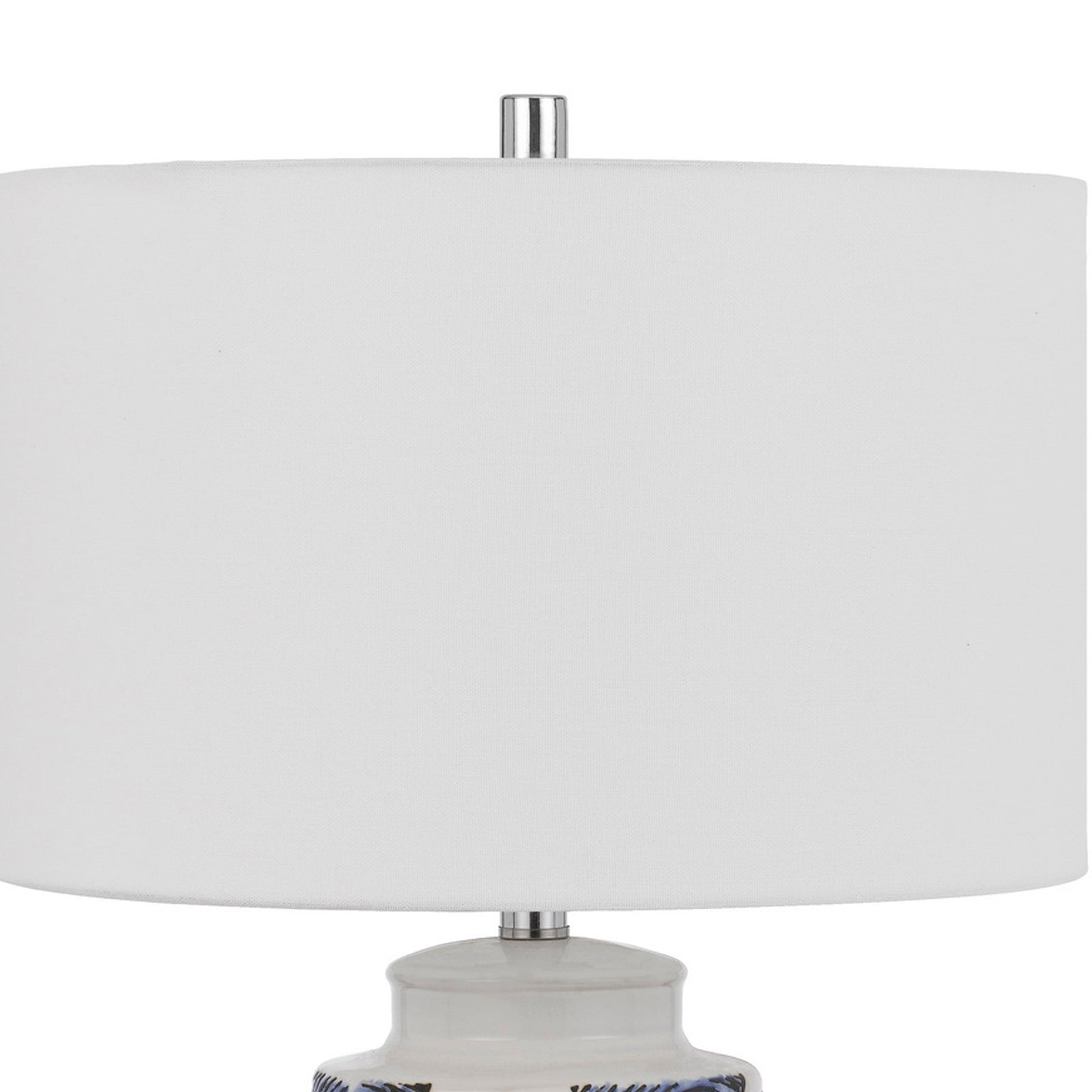 27 Inch Coastal Ceramic Table Lamp, Dimmer, Sea Shells, Blue