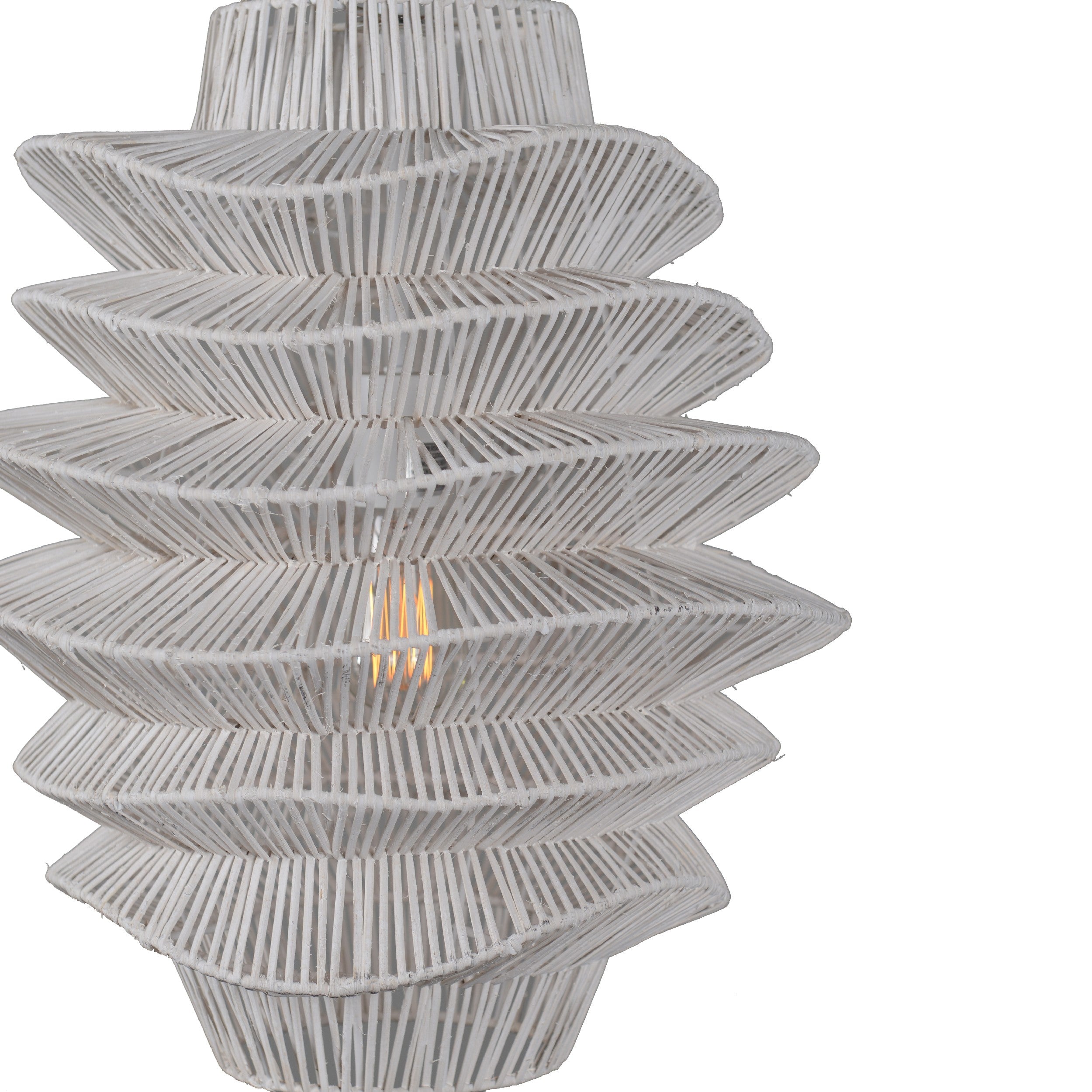 Helix 16 Inch Pendant Light, Woven Rattan, Iron, White